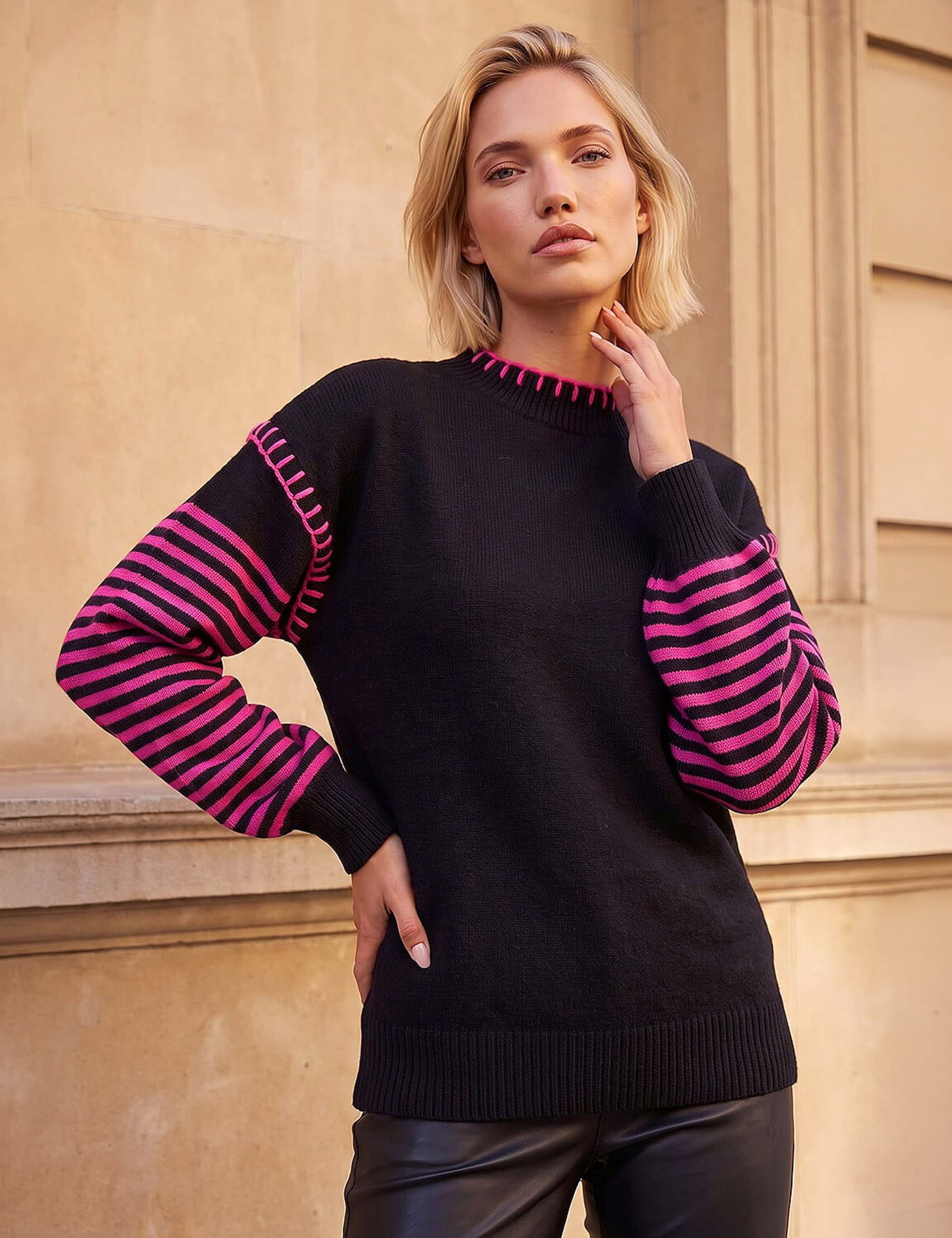 Striped Stitch Detail Jumper 1 of 4
