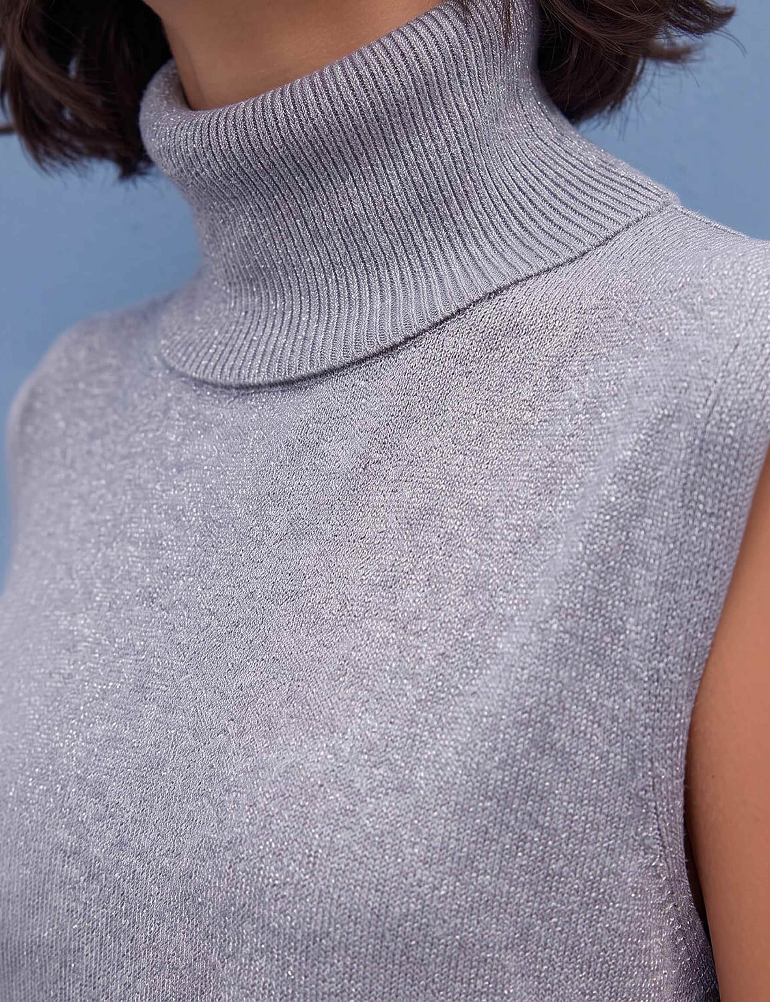 Rayon Blend Metallic Roll Neck Jumper 4 of 4