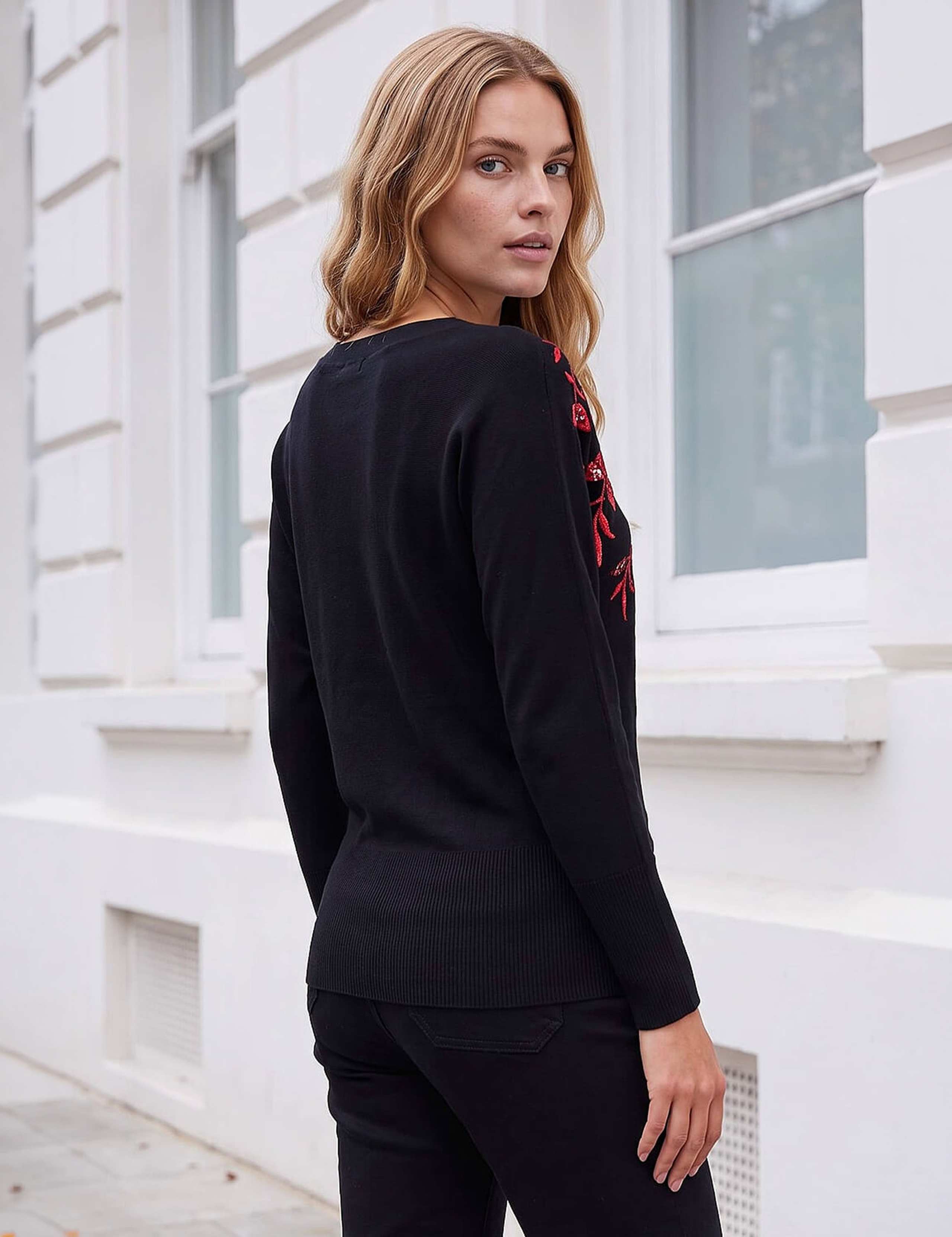 Rayon Rich Sequin Floral Jumper 2 of 4