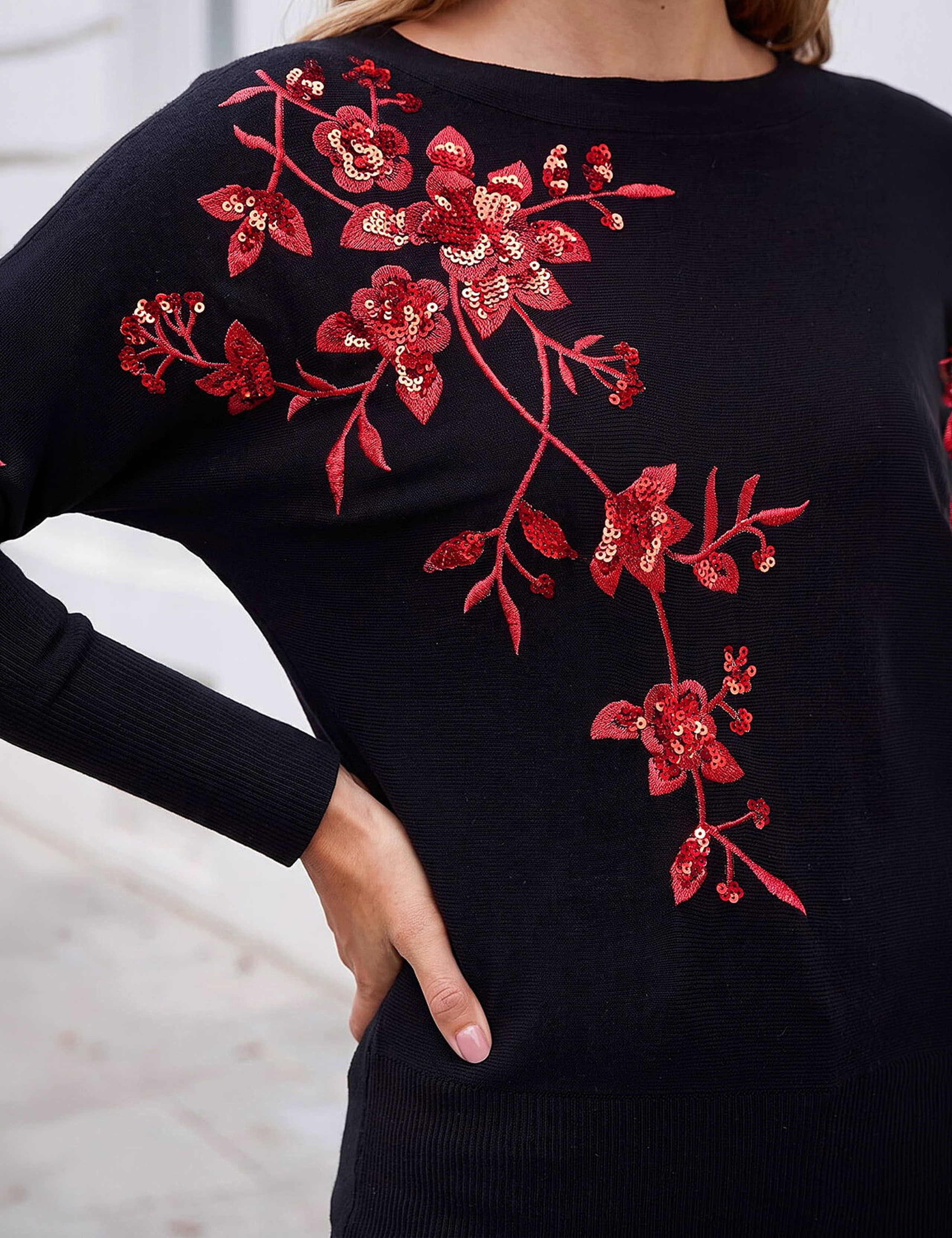 Rayon Rich Sequin Floral Jumper 4 of 4