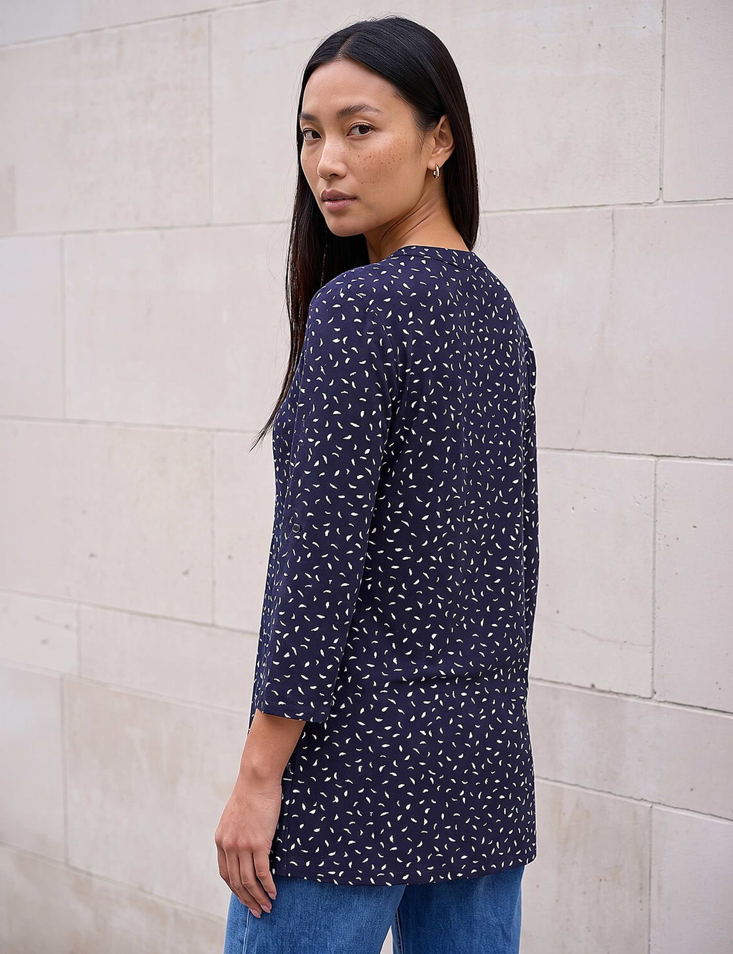 Ditsy Spot Puff Print Notch Neck Tunic 2 of 4