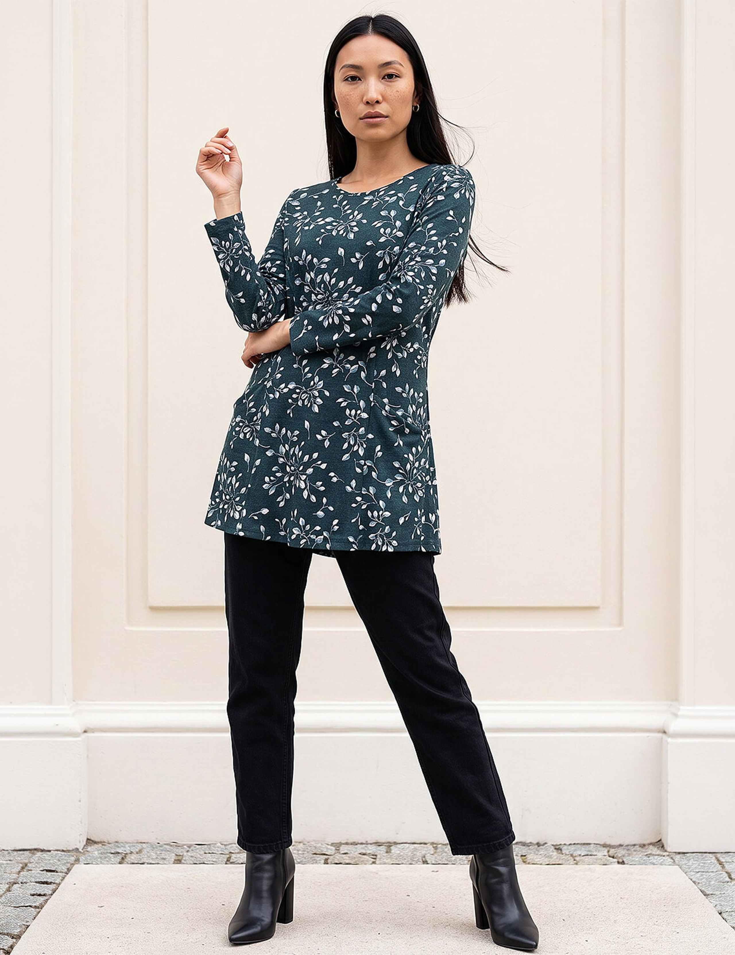 Floral Puff Print Longline Top 2 of 4