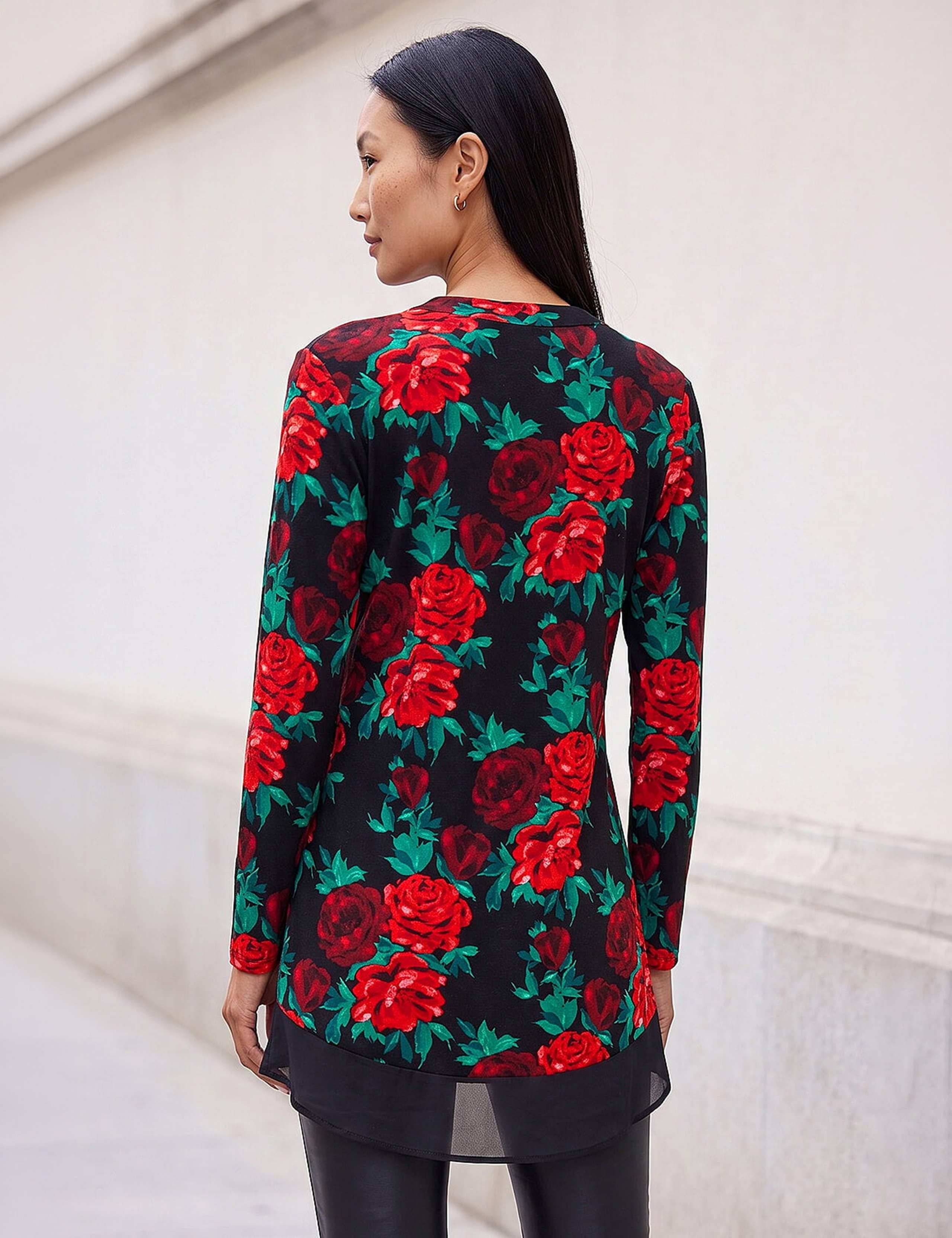Chiffon Floral Print V Neck Top 2 of 4
