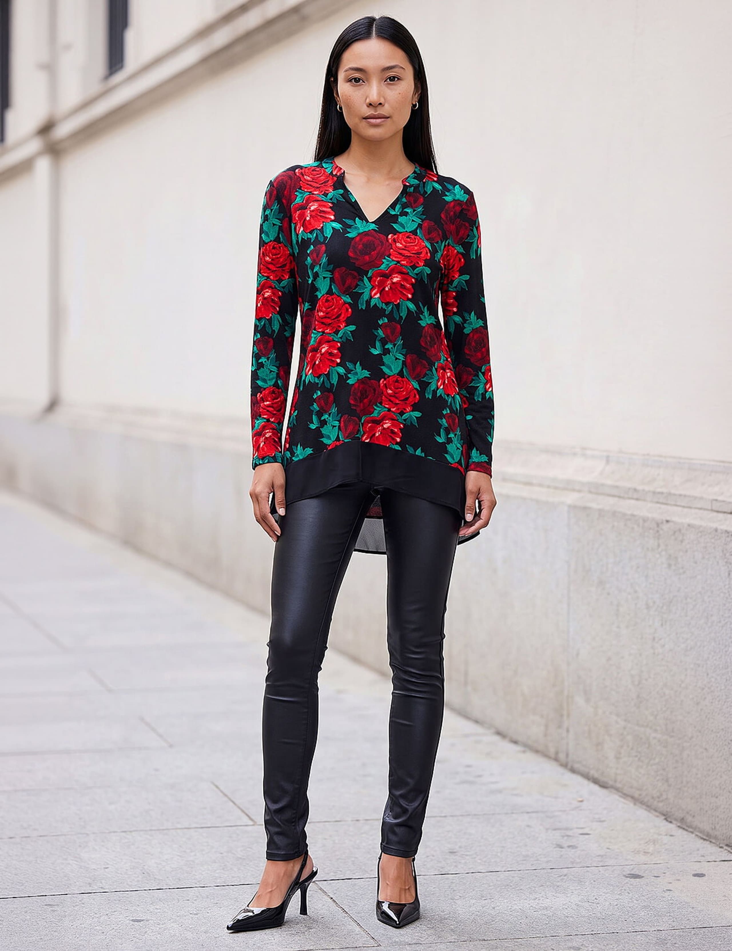Chiffon Floral Print V Neck Top 3 of 4