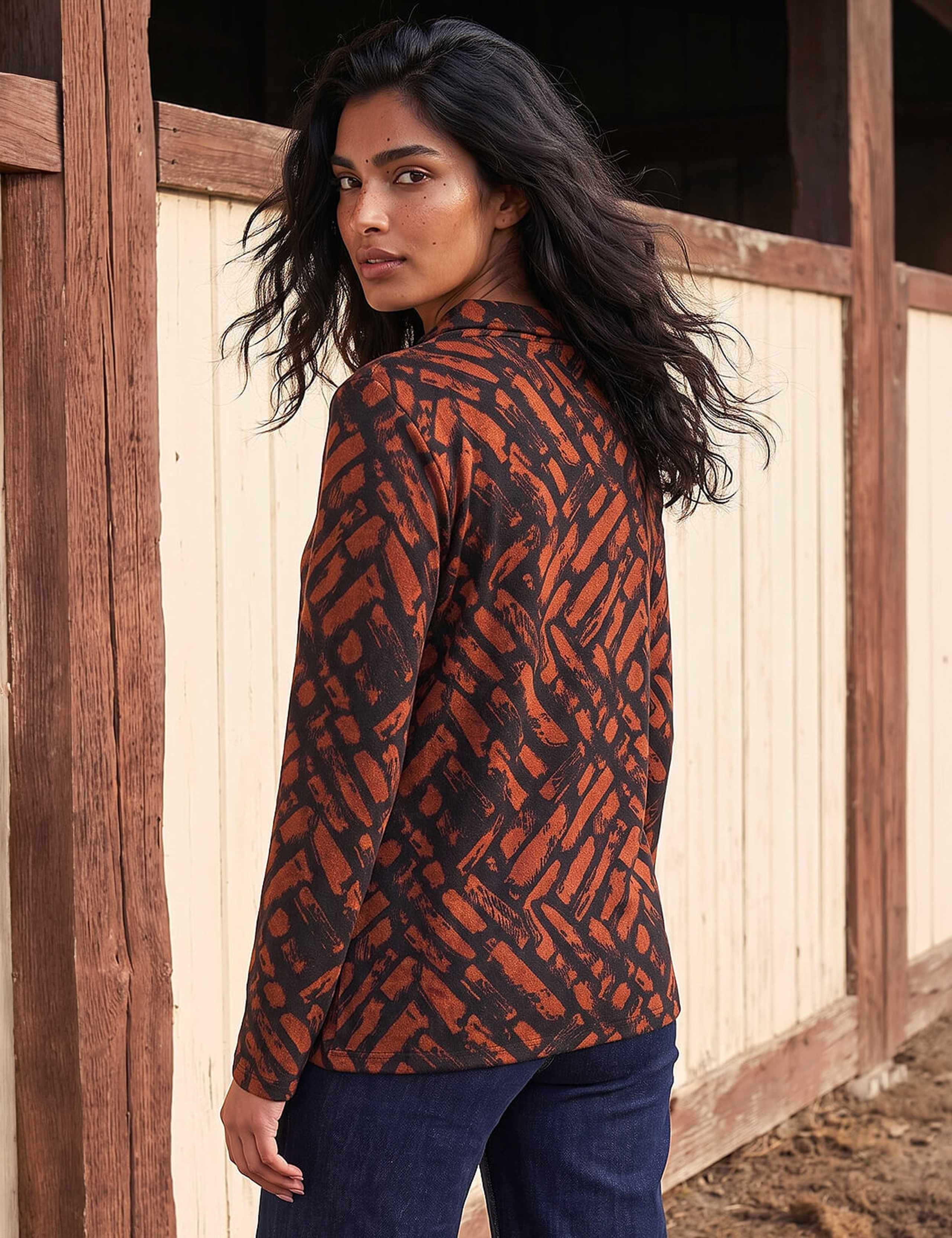 Abstract Print Wrap Neck Button Detail Tunic 2 of 4