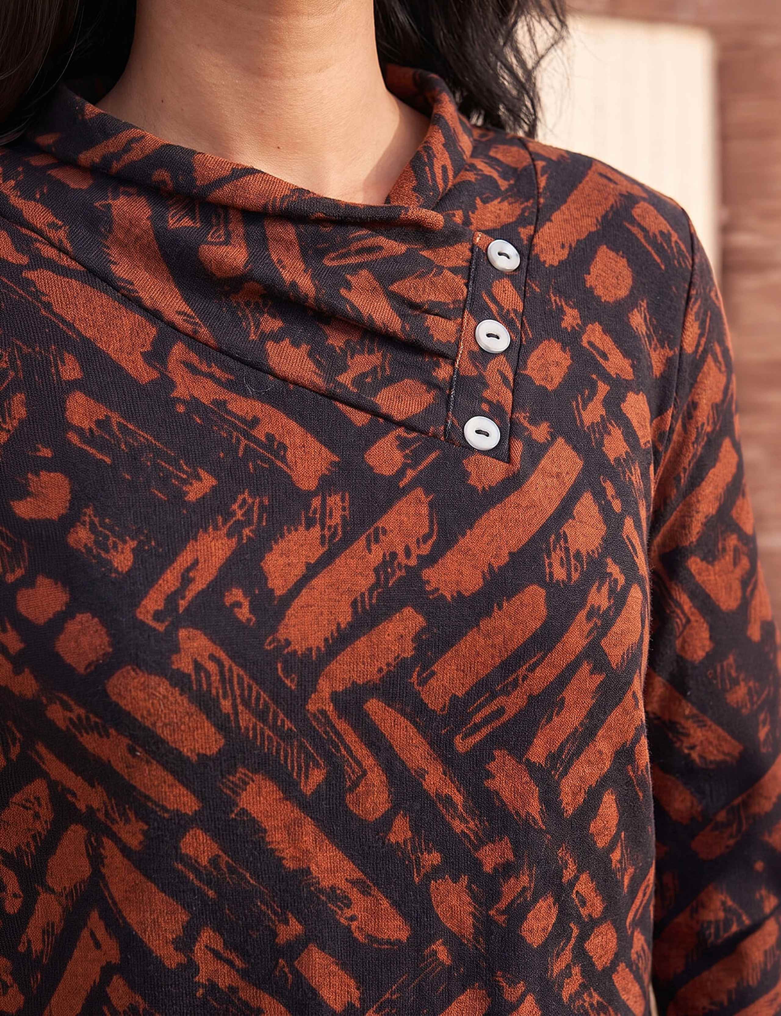Abstract Print Wrap Neck Button Detail Tunic 4 of 4