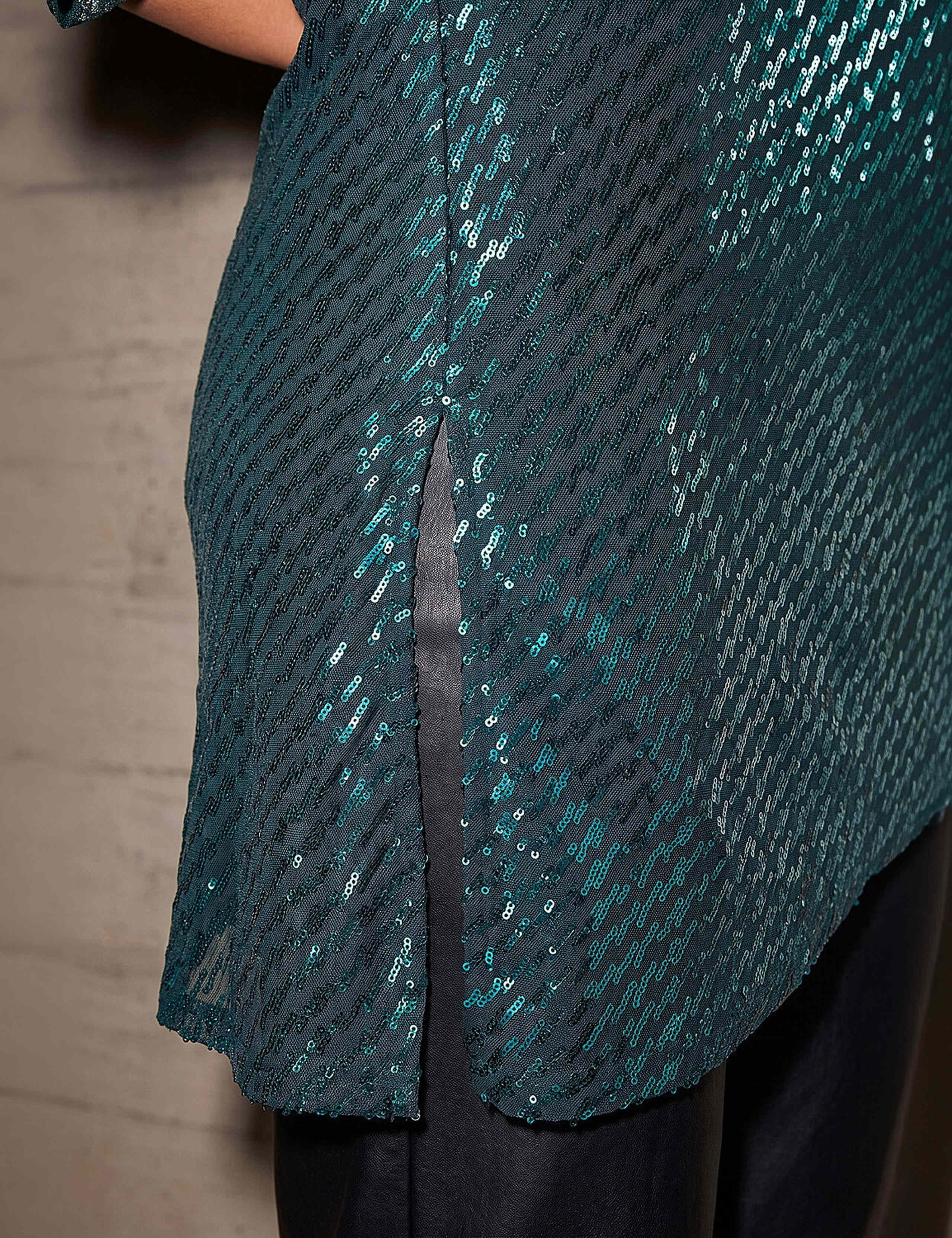 Sequin V Neck Asymmetric Hem Top 3 of 4