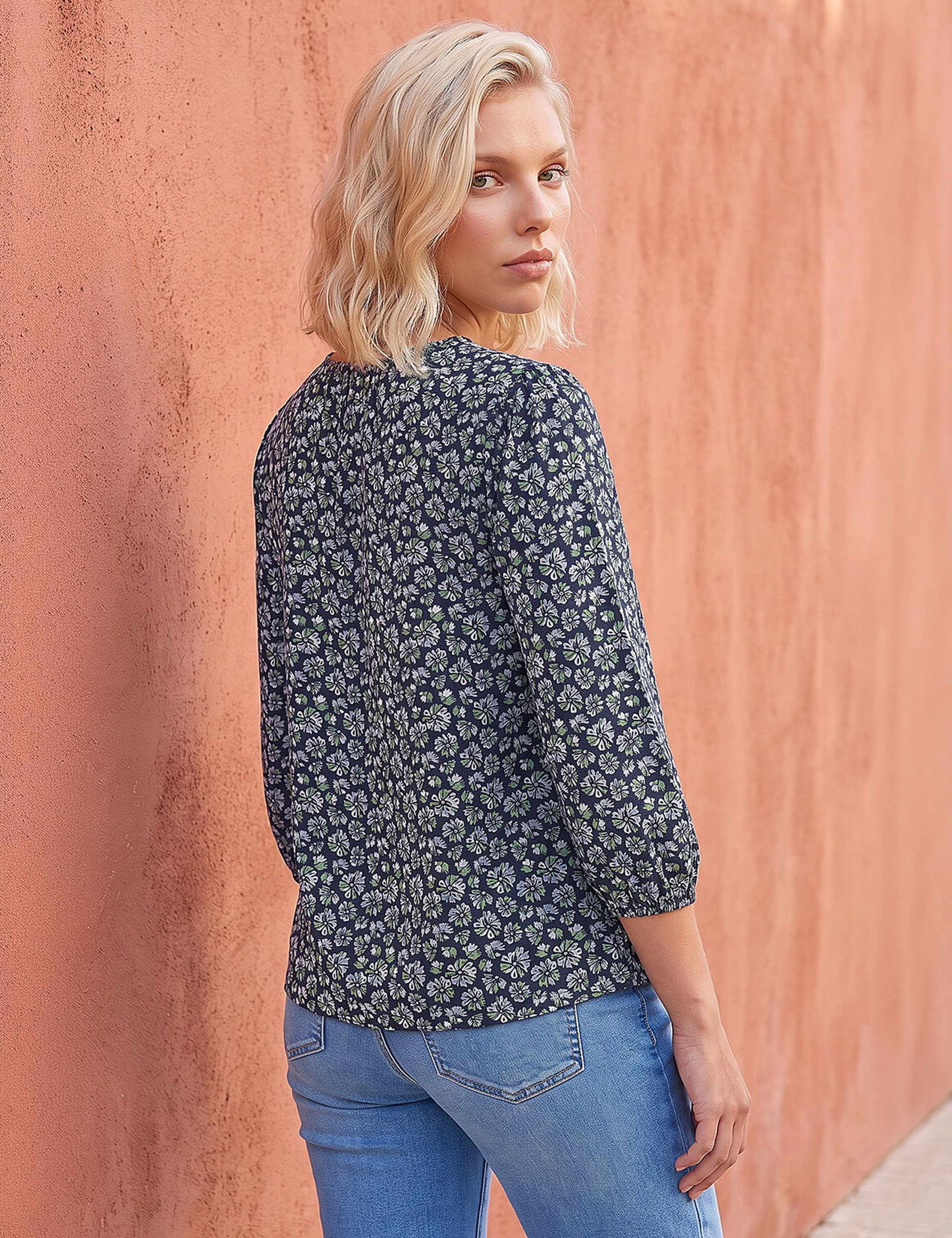 Petite Pure Cotton Stretch V Neck Top 2 of 4