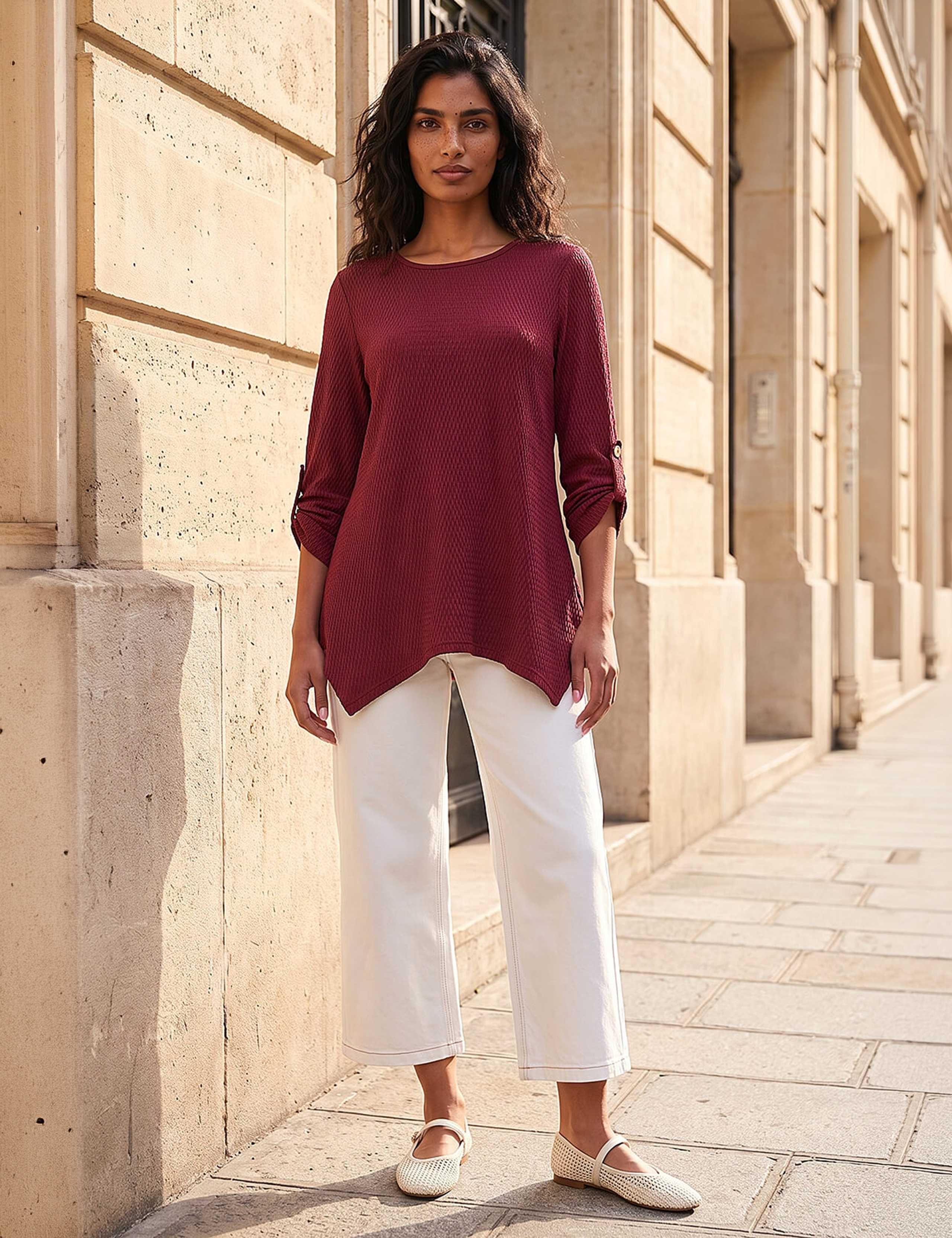 Textured Round Neck Tunic Top 1 of 4