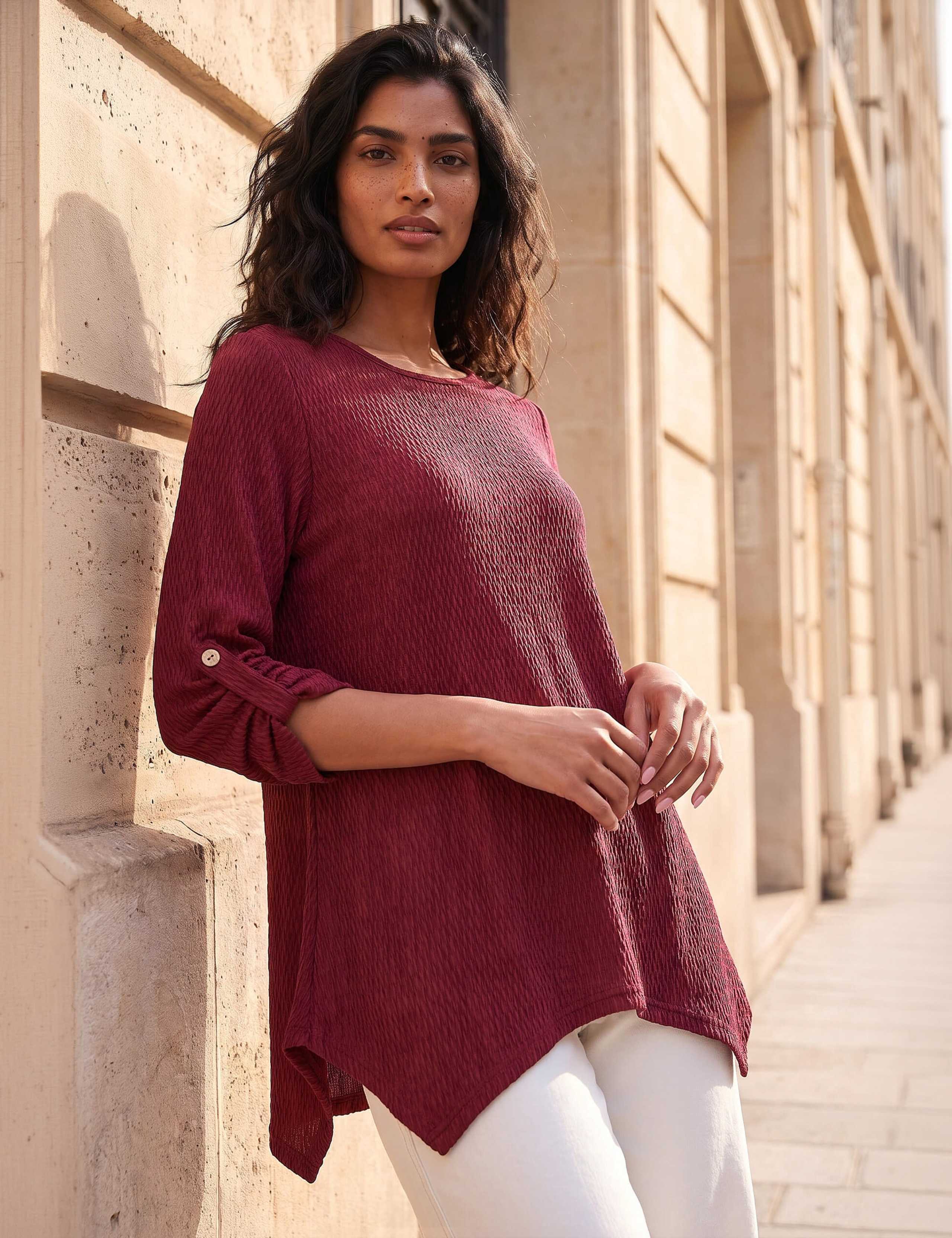Textured Round Neck Tunic Top 3 of 4