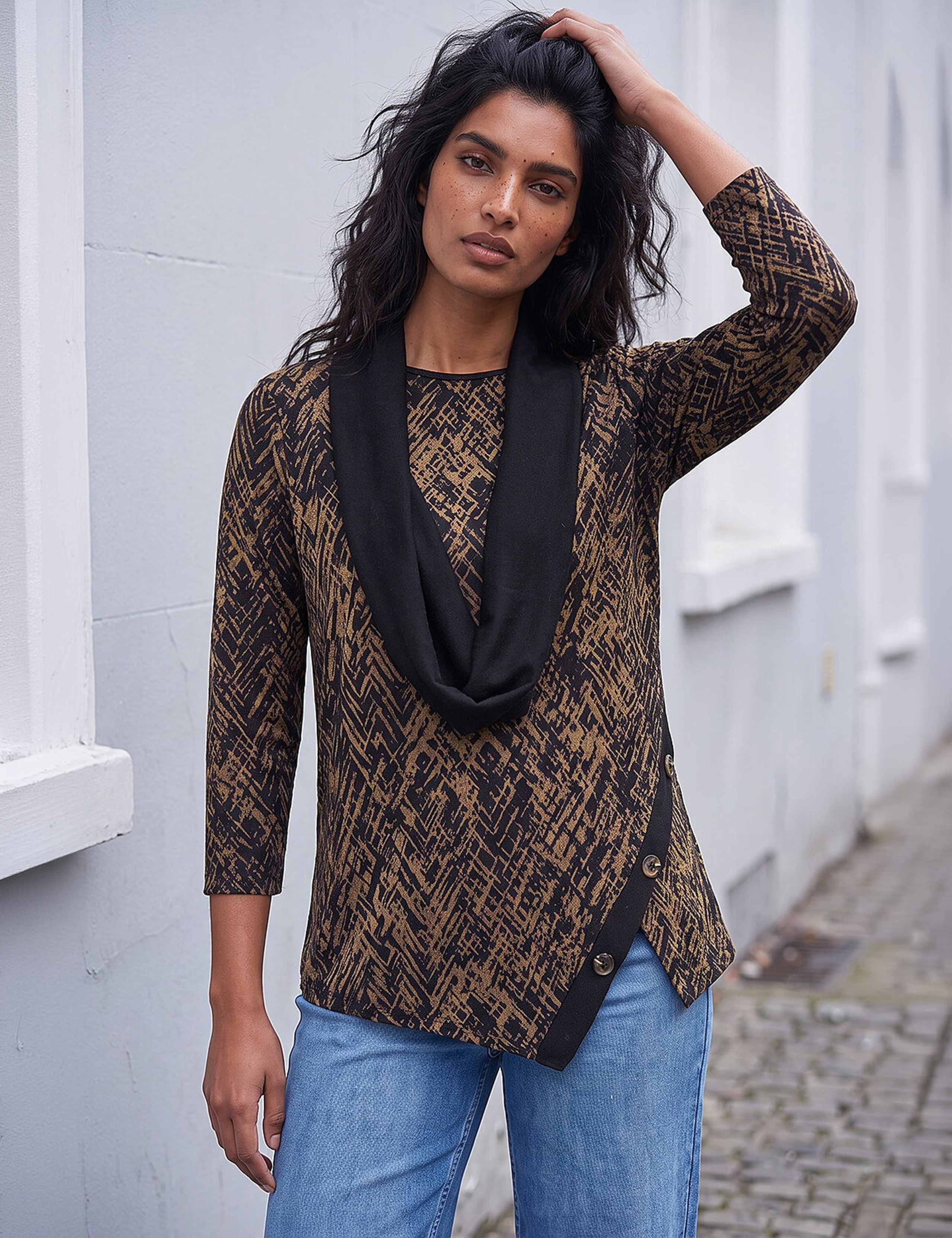 Printed Scarf Detail Top 1 of 4