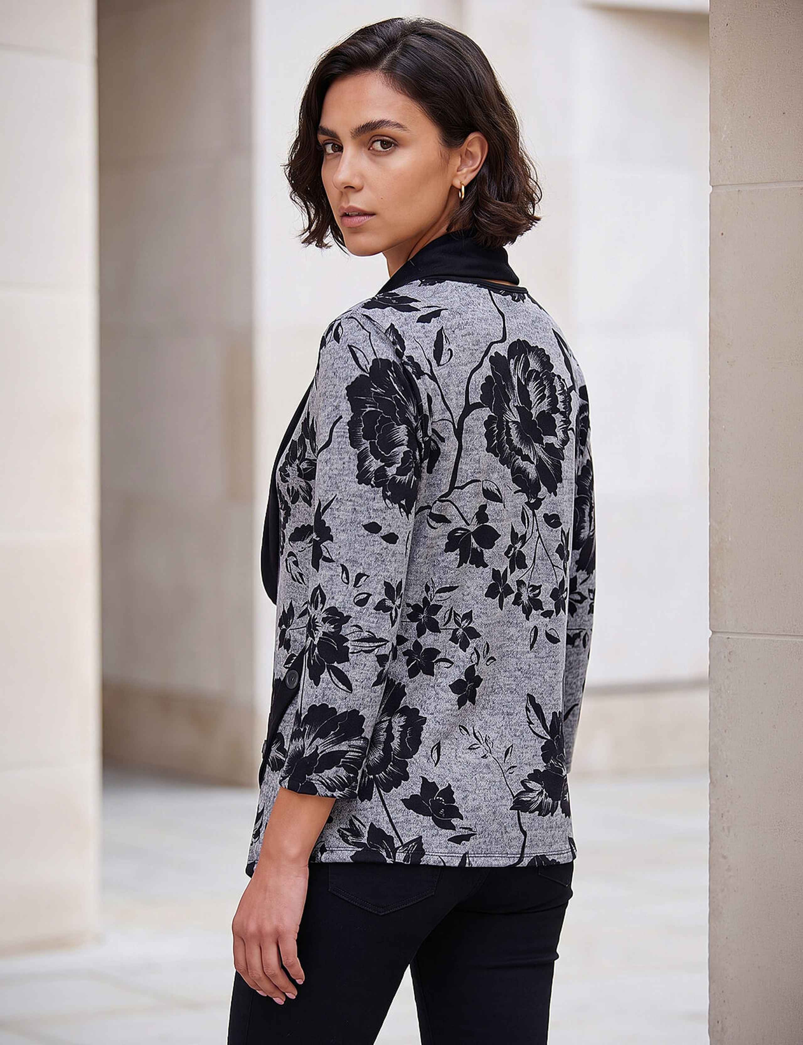 Floral Collared Scarf Detail Top 4 of 4