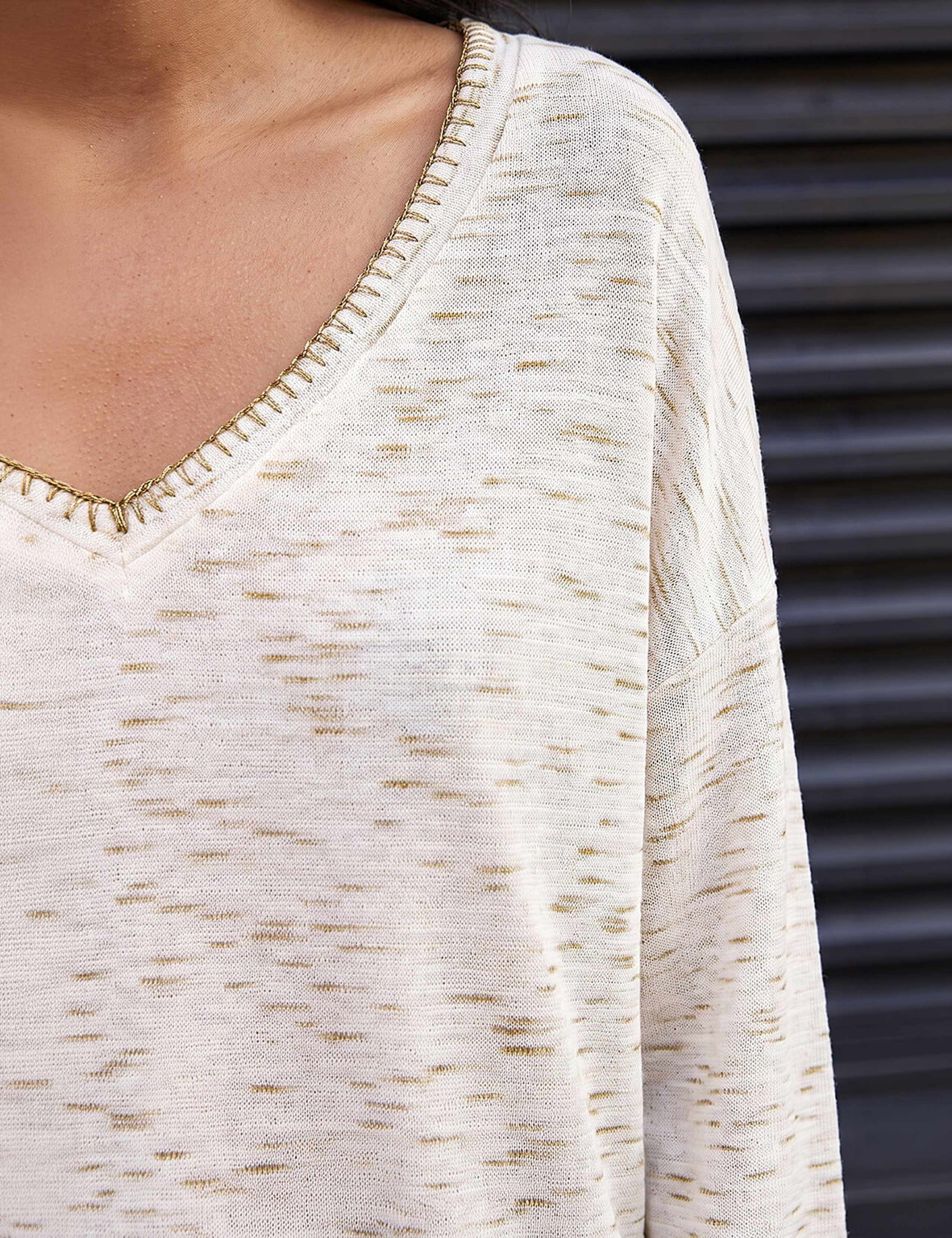 V Neck Fitted Stitch Detail Top 4 of 4