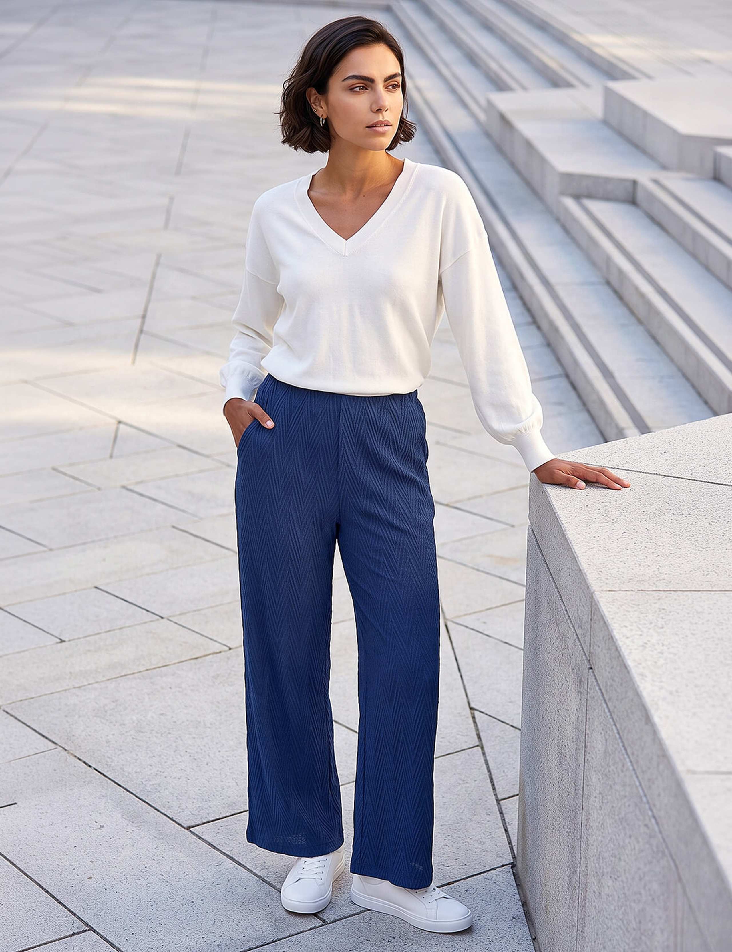 Chevron Textured Trousers with Stretch 2 of 4