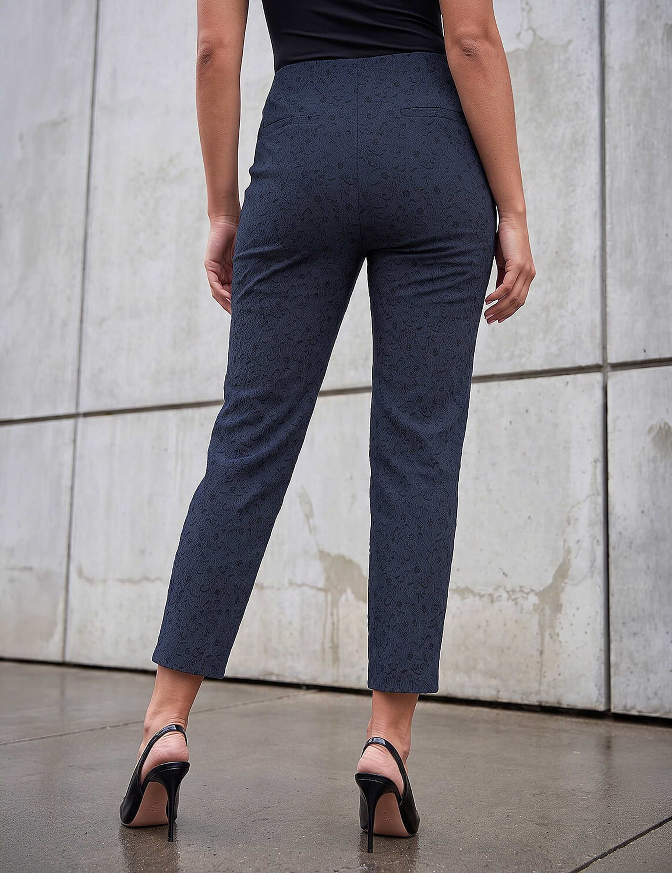 Cotton Rich Jacquard Trousers with Stretch 3 of 4