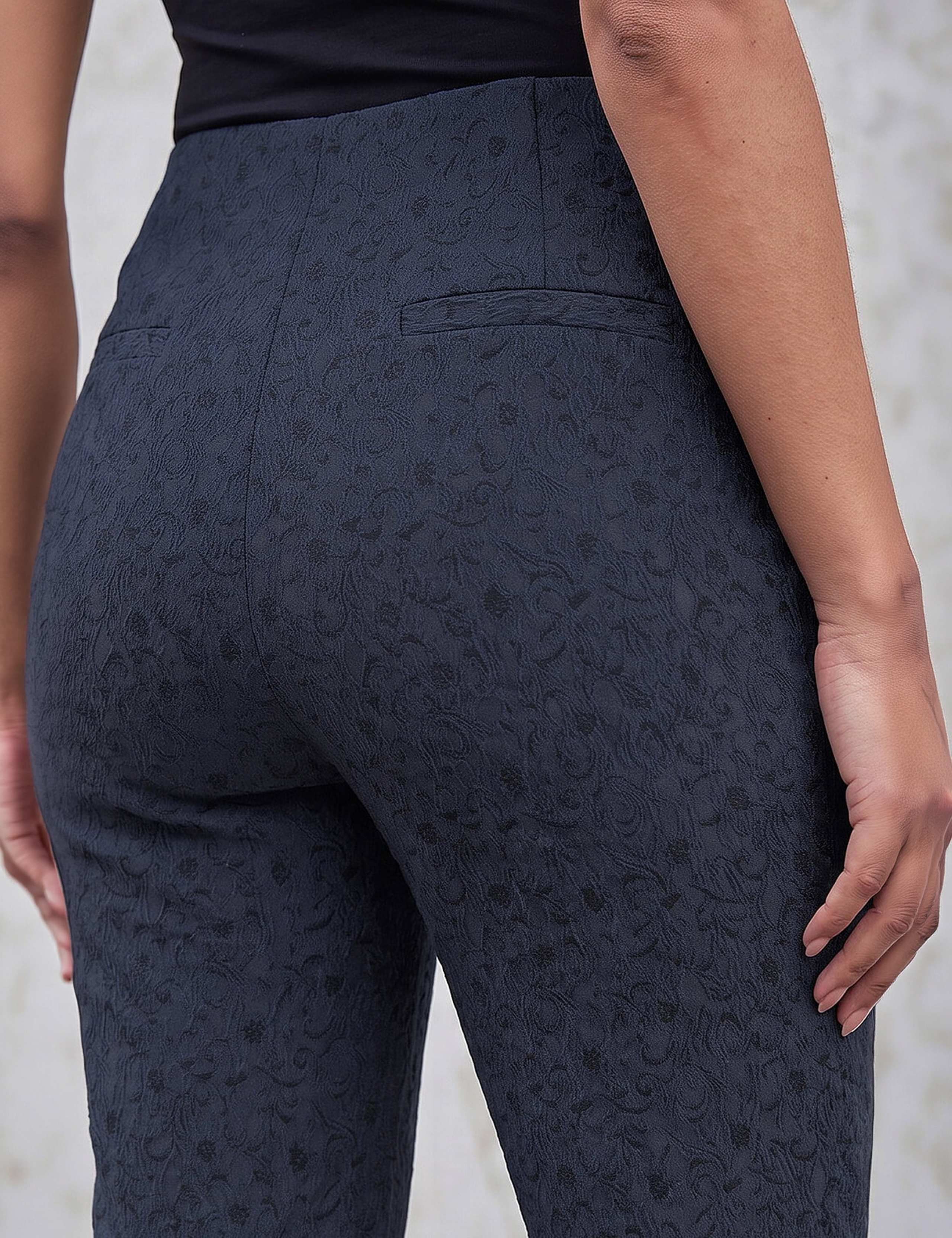 Cotton Rich Jacquard Trousers with Stretch 4 of 4