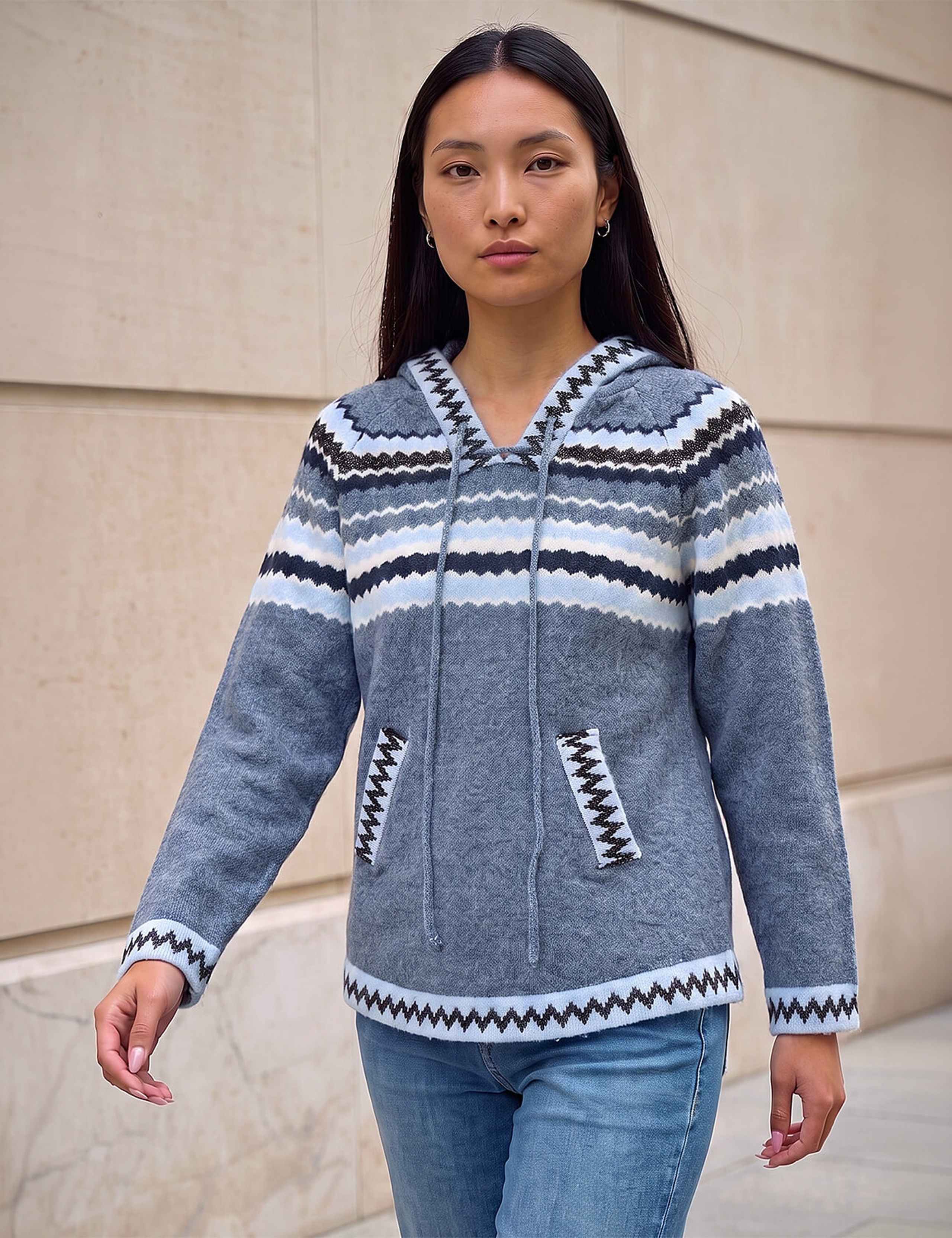 Nordic Pattern Hoodie With Wool 1 of 4