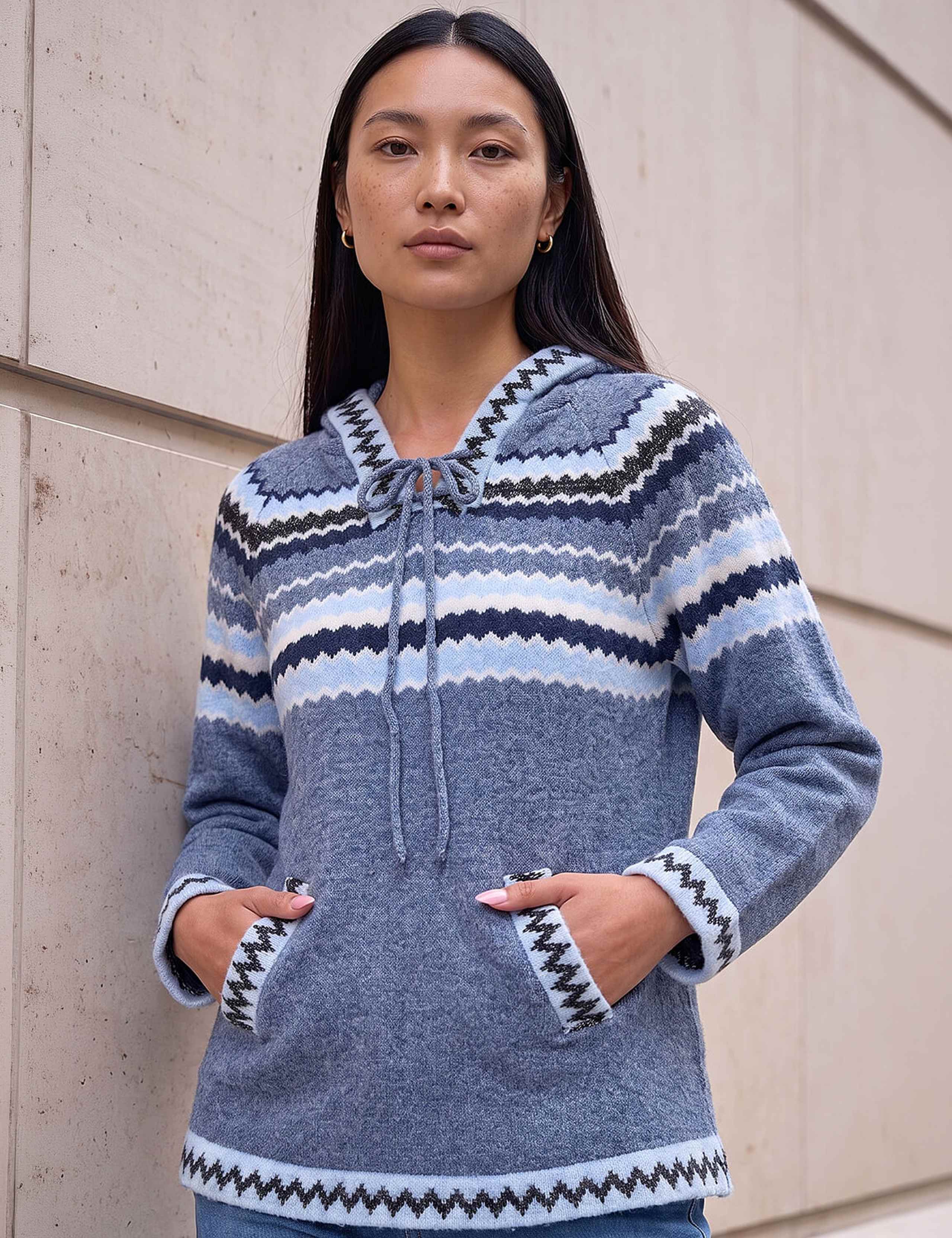 Nordic Pattern Hoodie With Wool 3 of 4