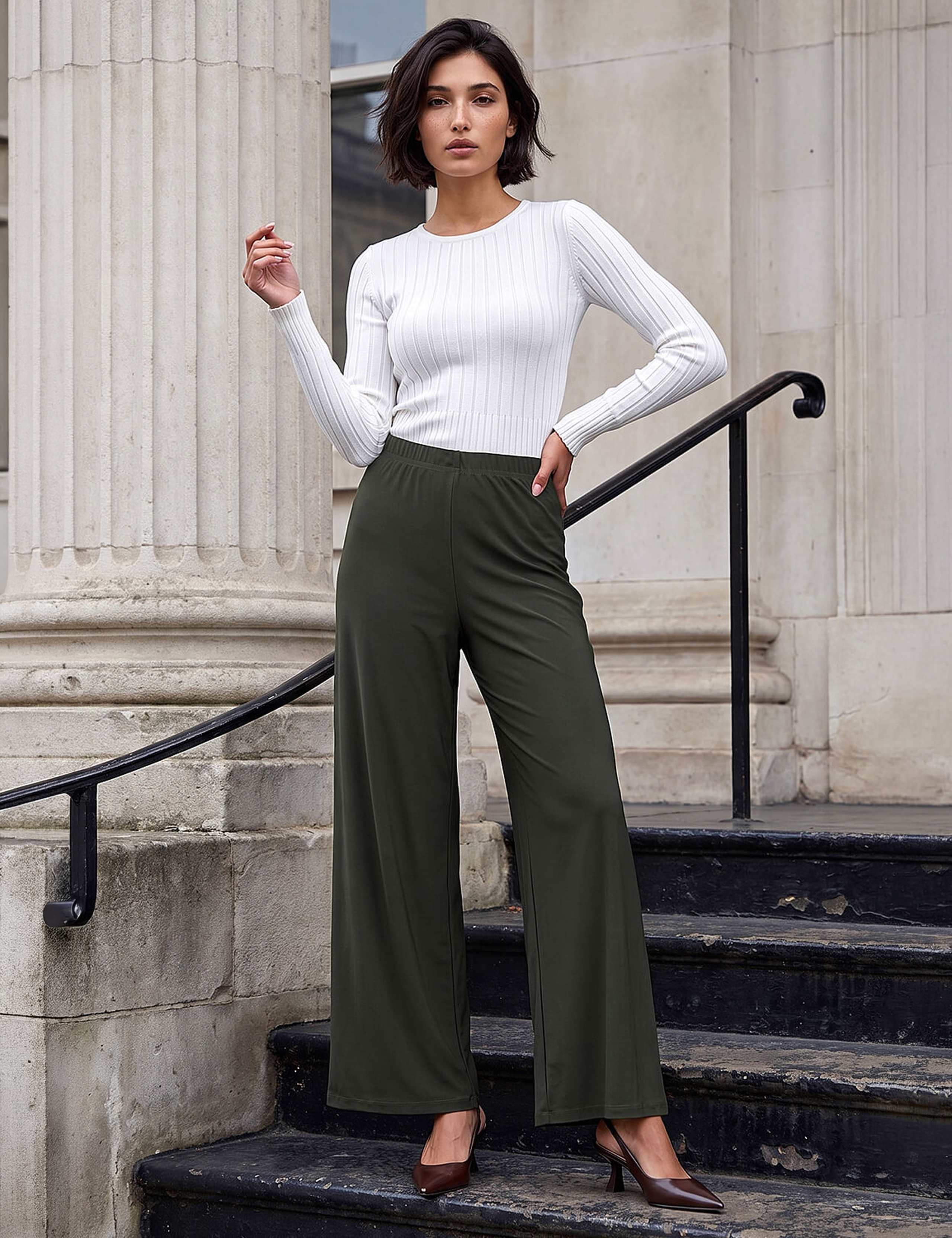 Petite Wide Leg Stretch Trousers 3 of 4