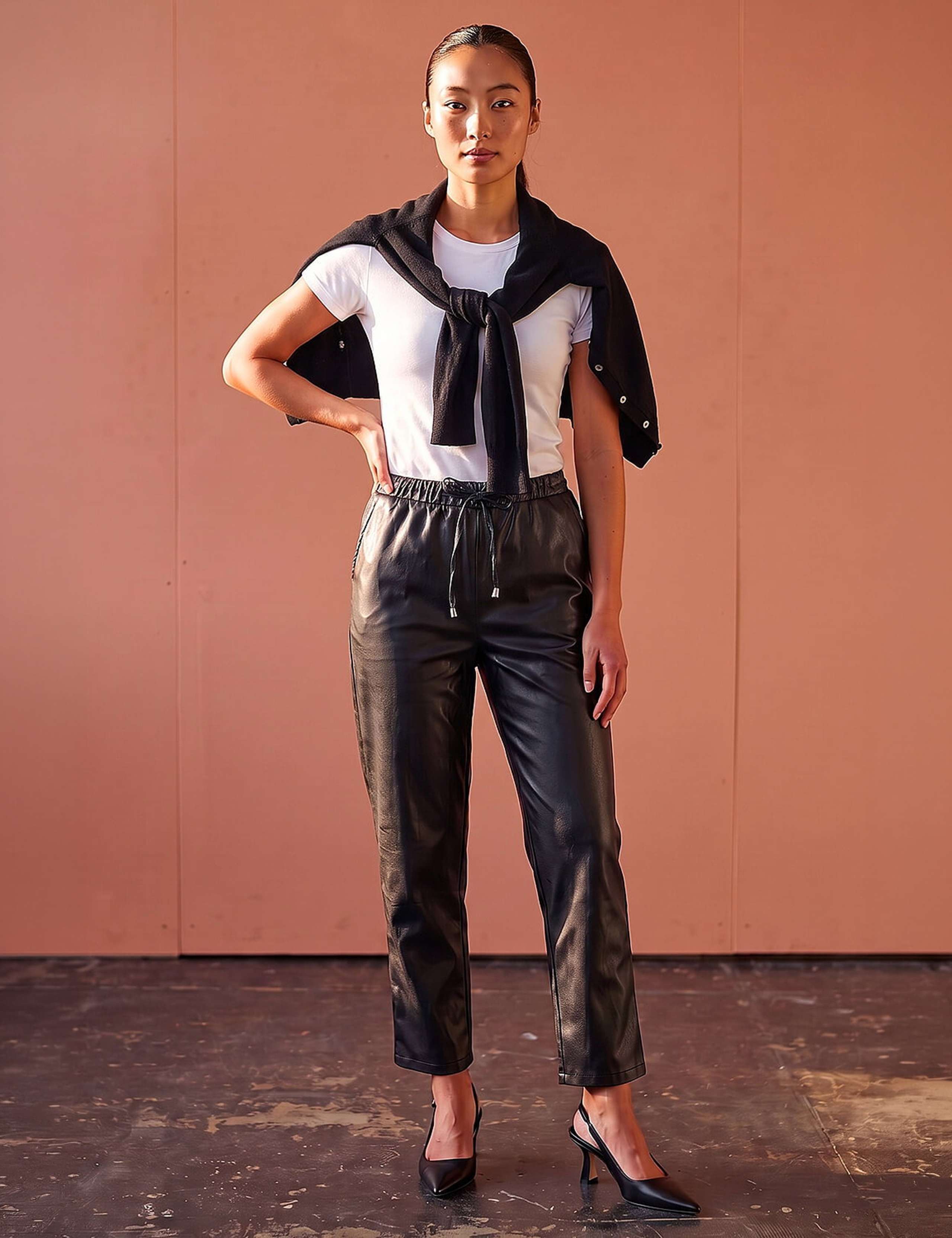 Petite Leather Look Drawstring Trousers 2 of 4
