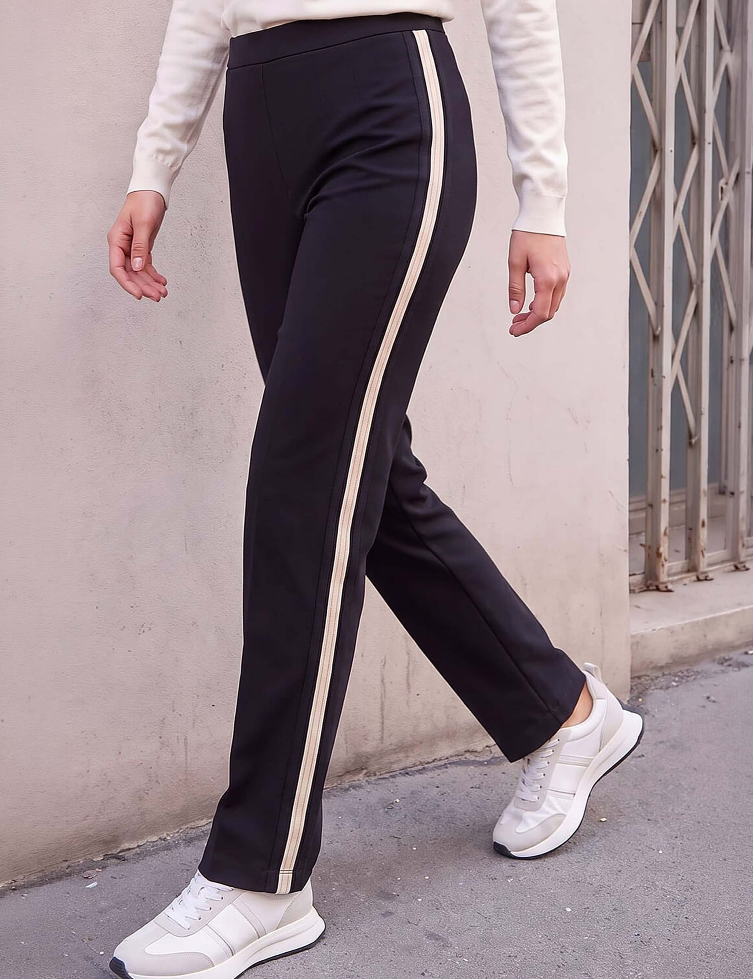 Petite Side Stripe Ponte Trousers 1 of 4