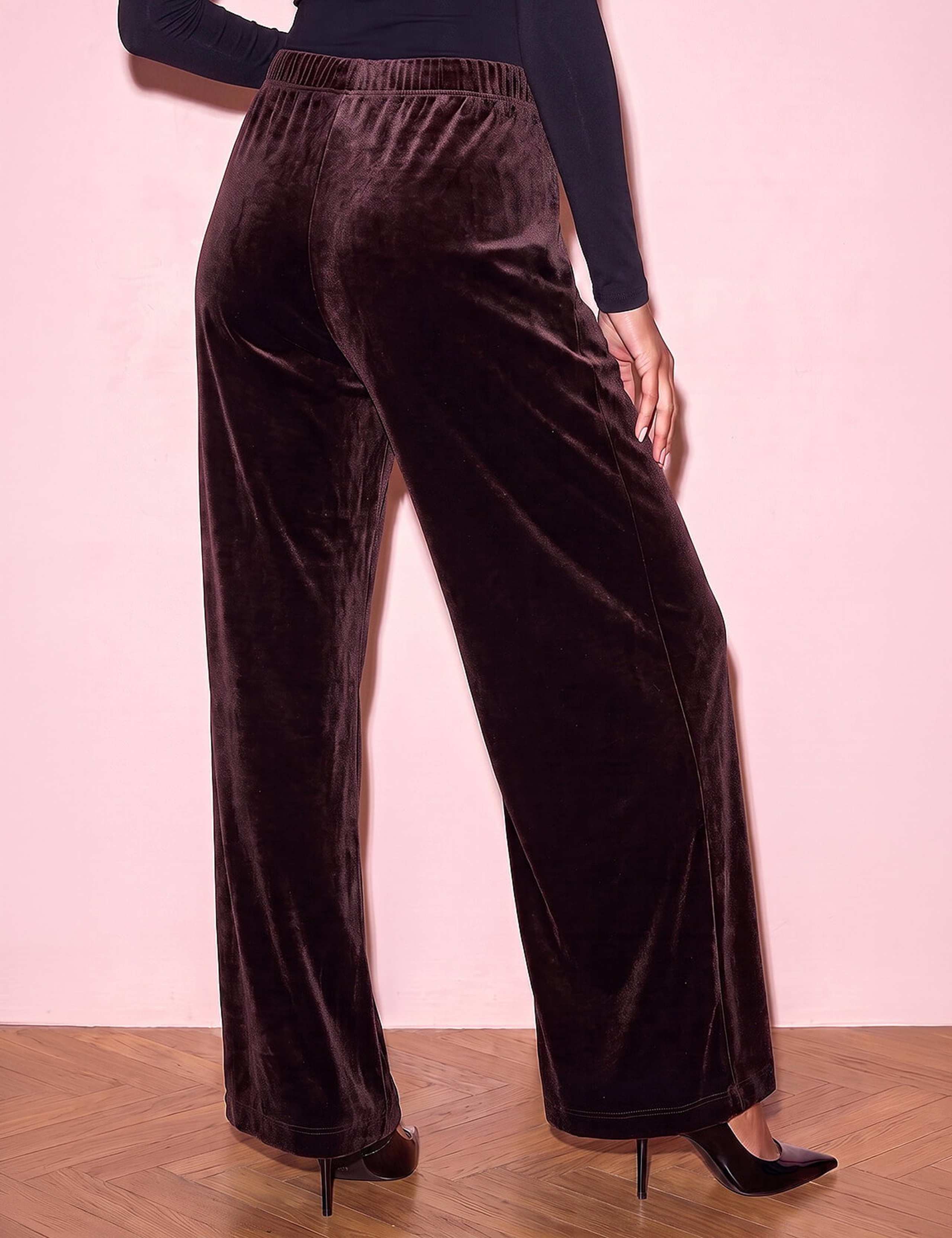 Petite Wide Leg Velvet Trousers 2 of 4