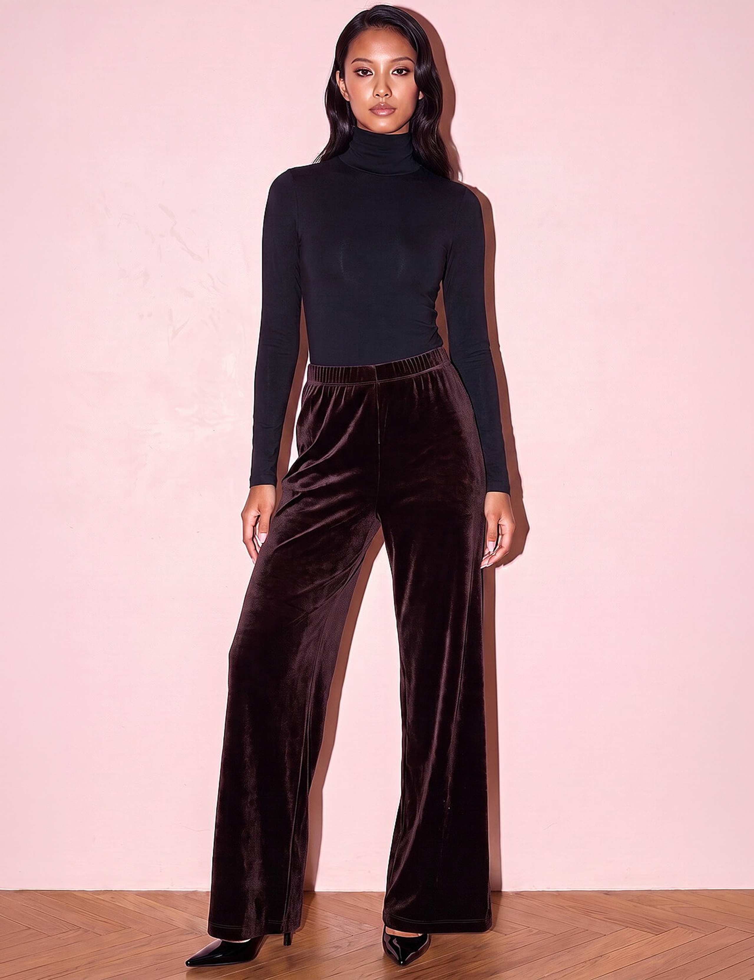 Petite Wide Leg Velvet Trousers 3 of 4