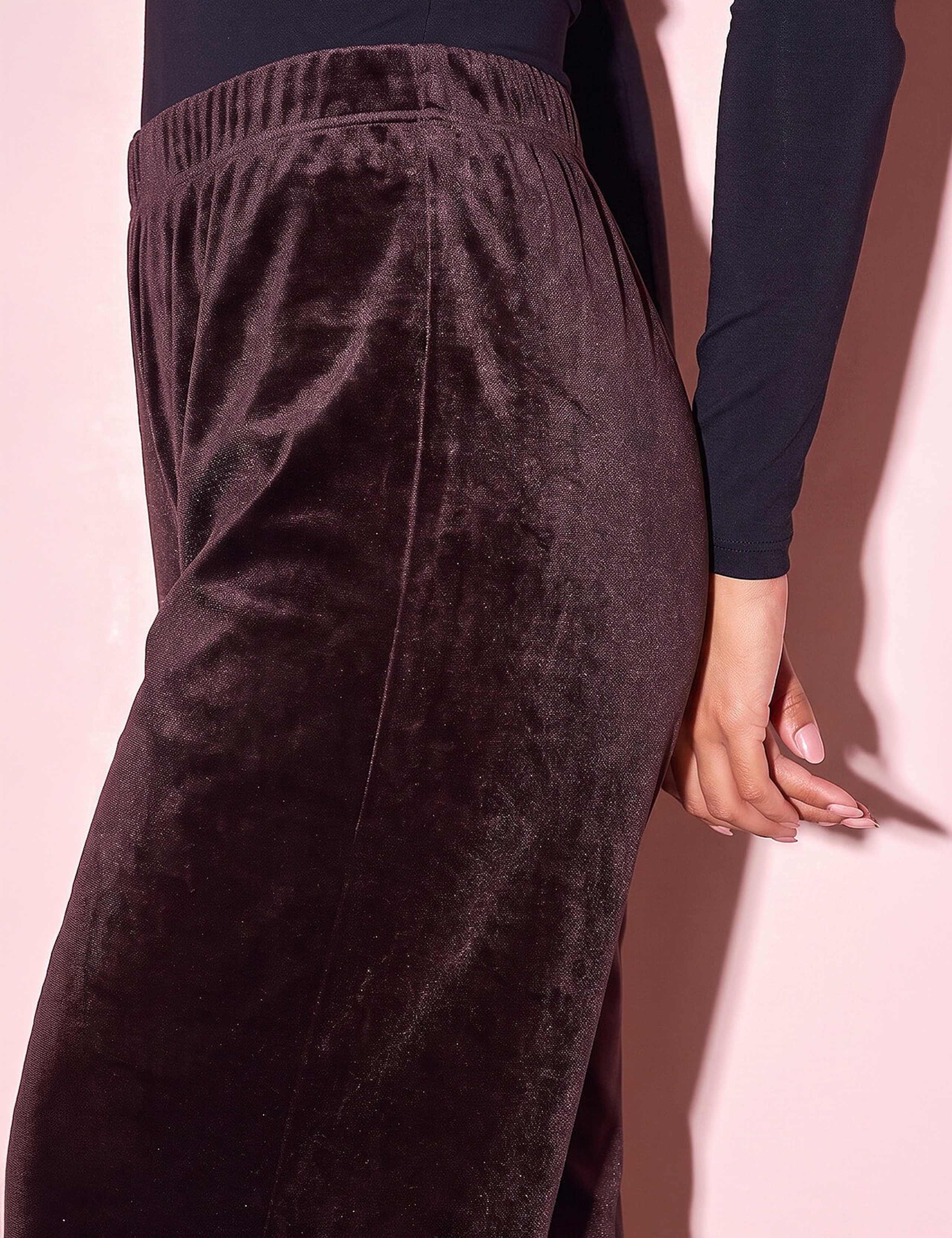 Petite Wide Leg Velvet Trousers 4 of 4