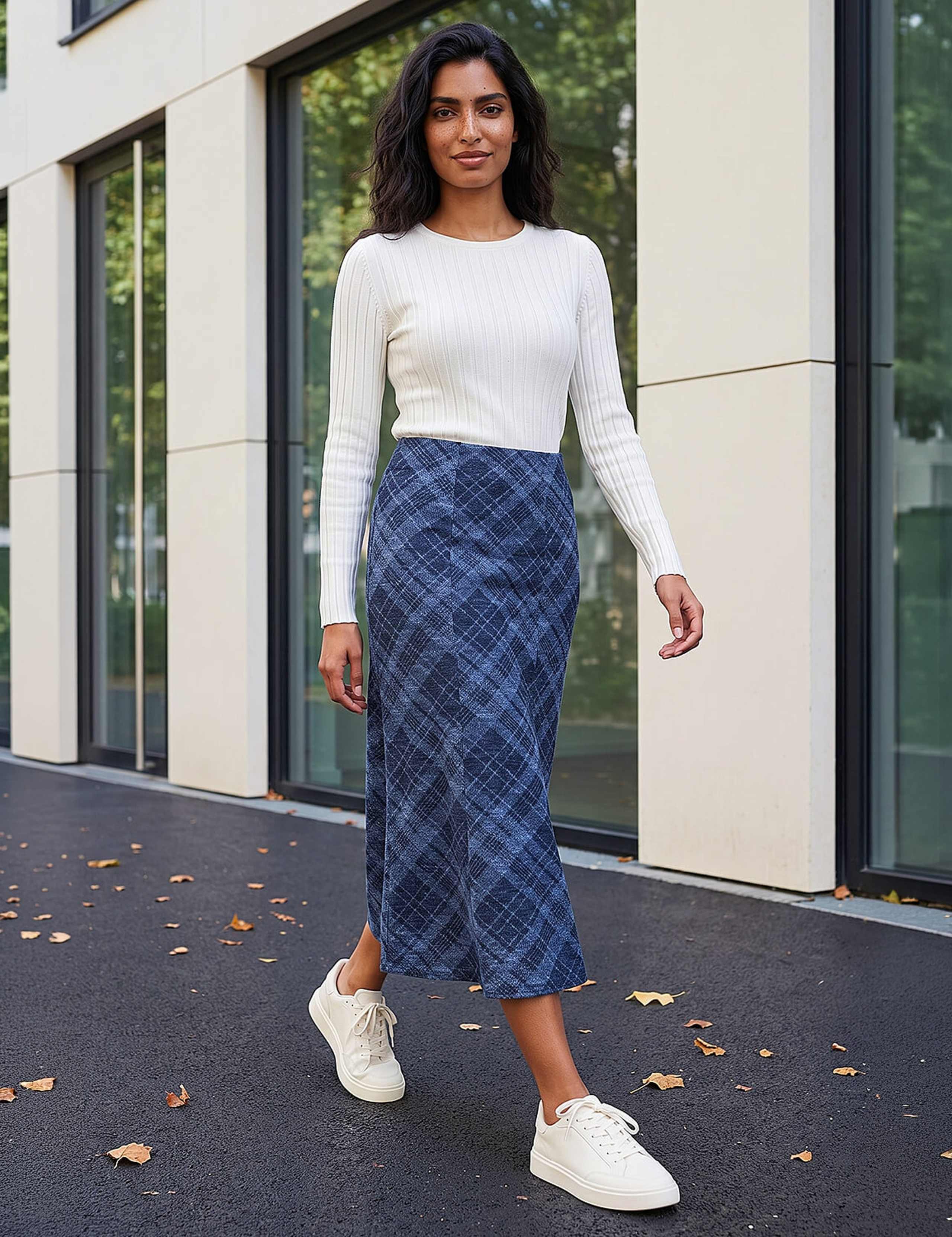 Shadow Check A-Line Skirt 3 of 4