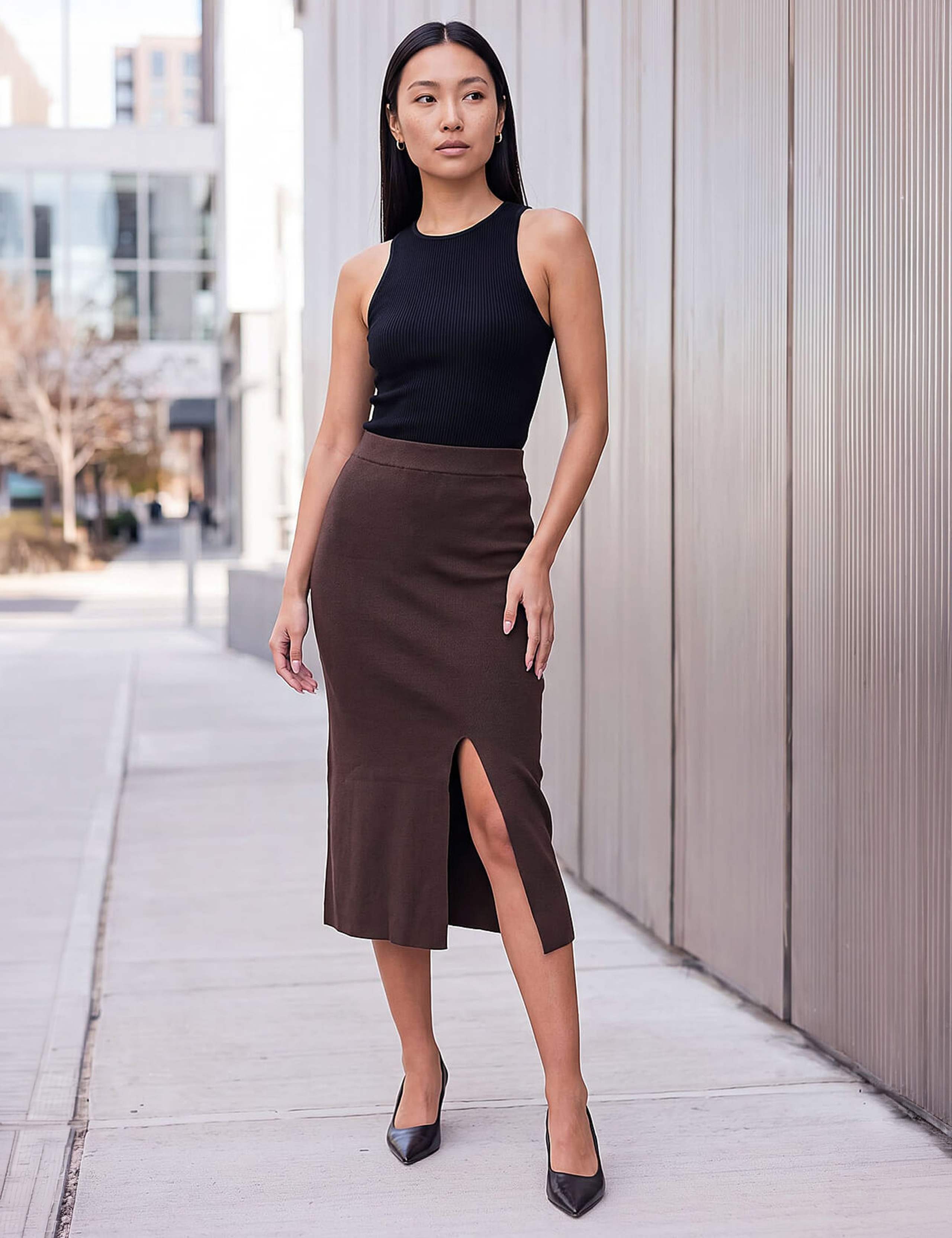 Side Split Knit Pencil Skirt 3 of 4