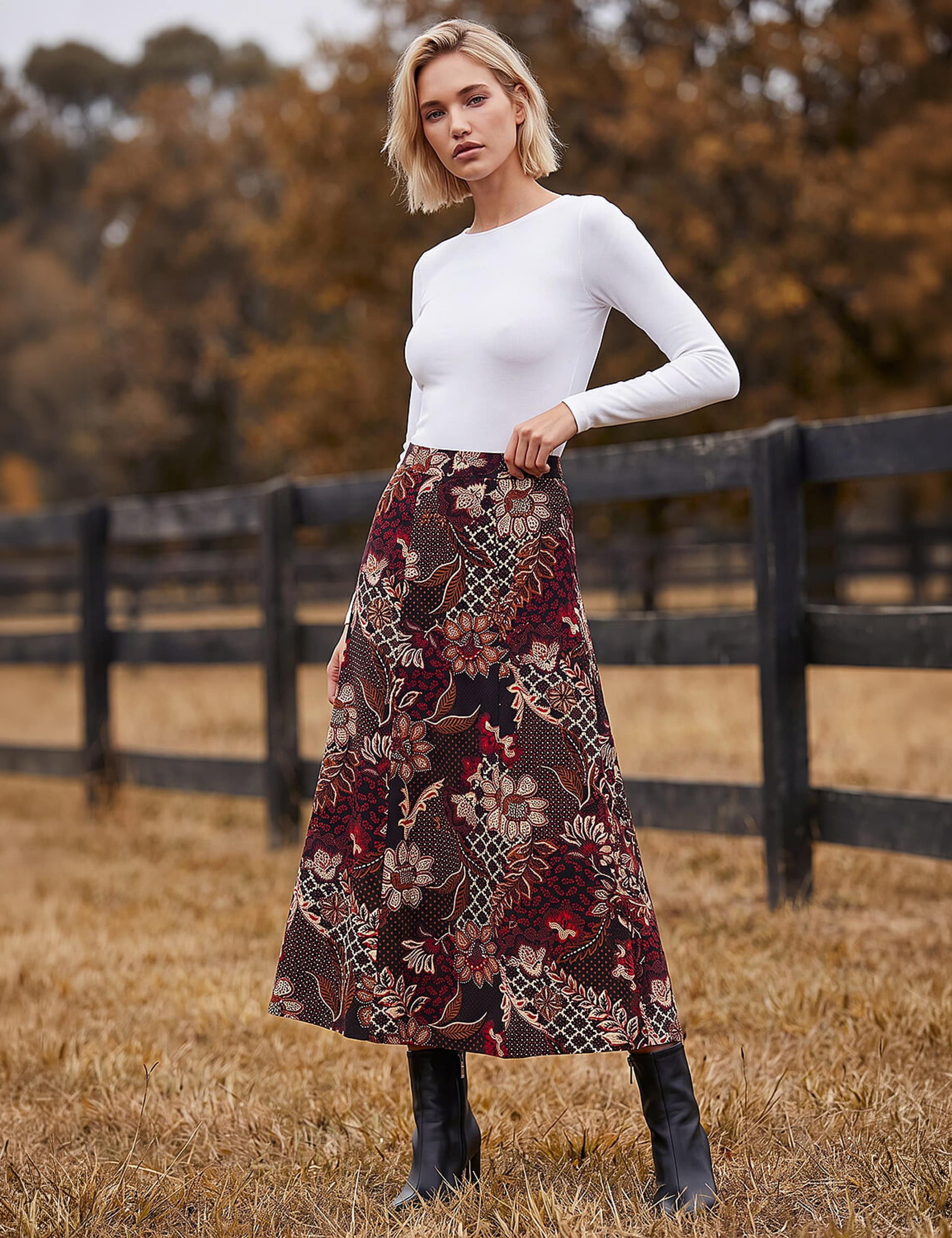 Floral Paisley Print Skirt 3 of 4