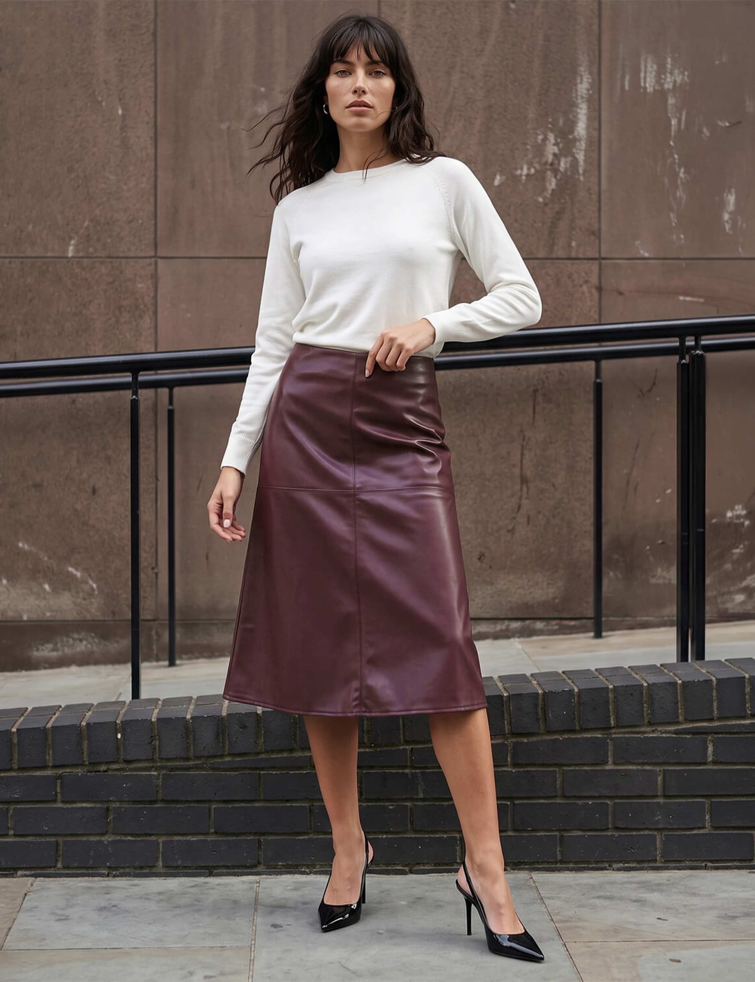 Faux Leather Panel Pencil Skirt 3 of 4