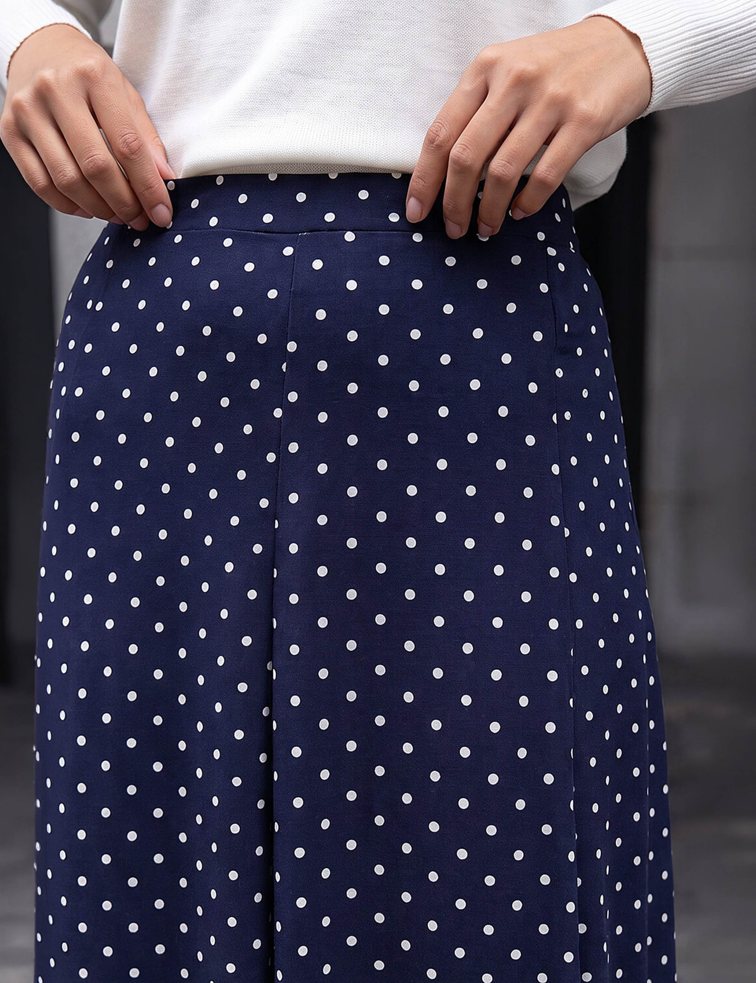 Polka Dot Stretch Midi Skirt 4 of 4