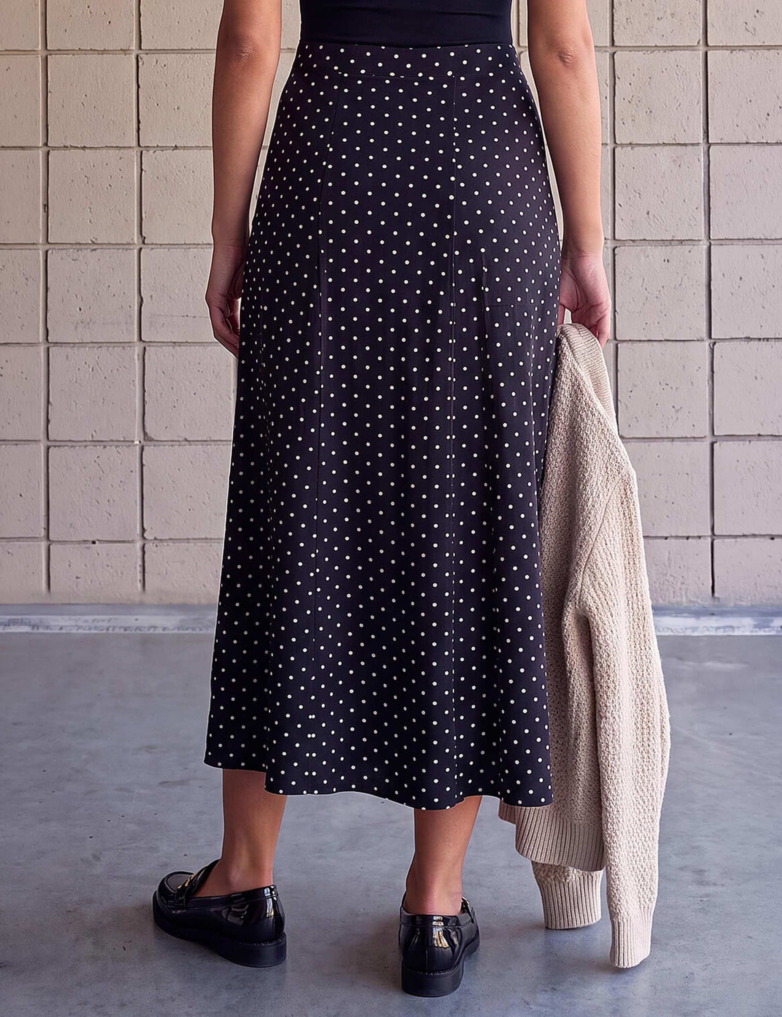 Polka Dot Stretch Midi Skirt 2 of 4