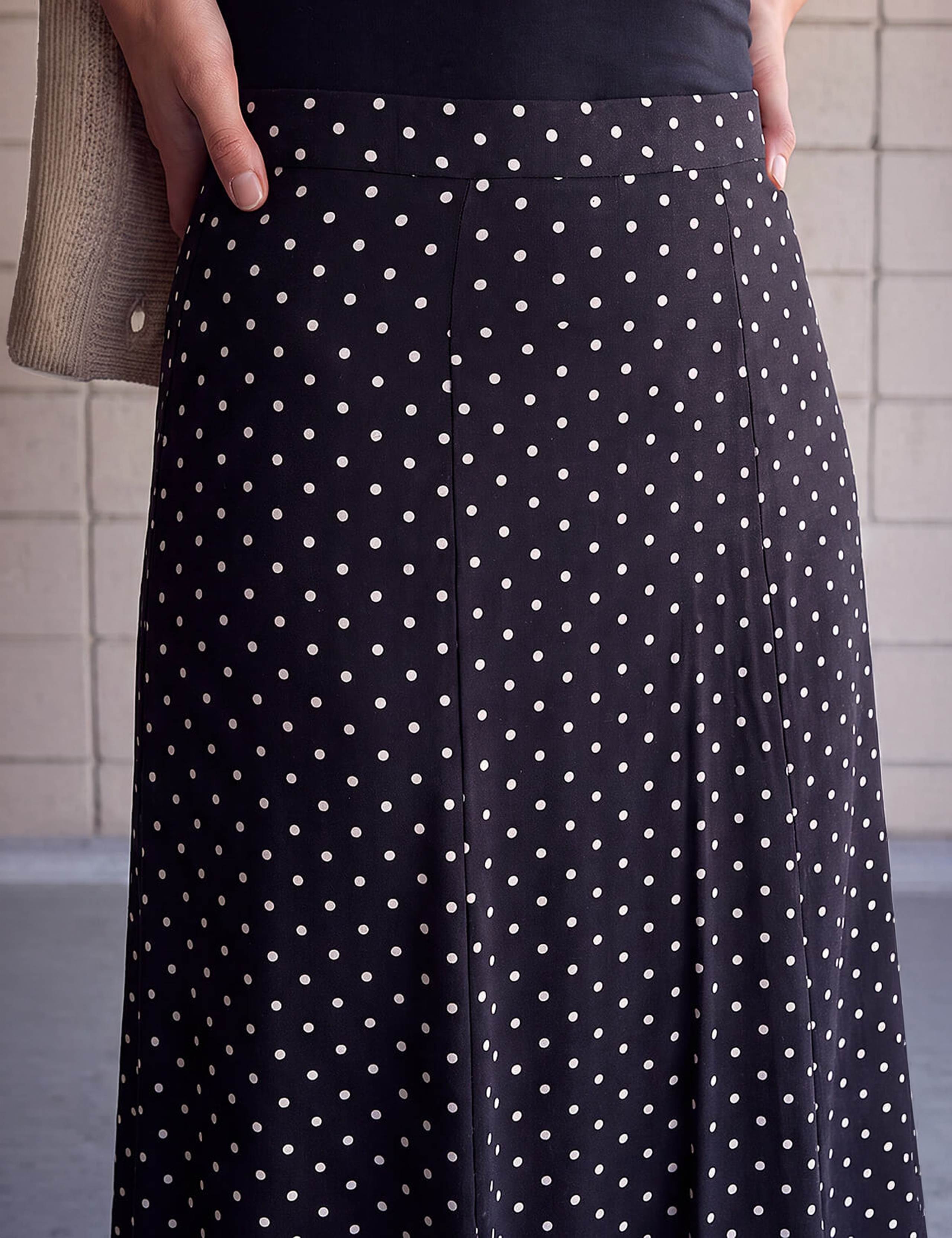 Polka Dot Stretch Midi Skirt 4 of 4