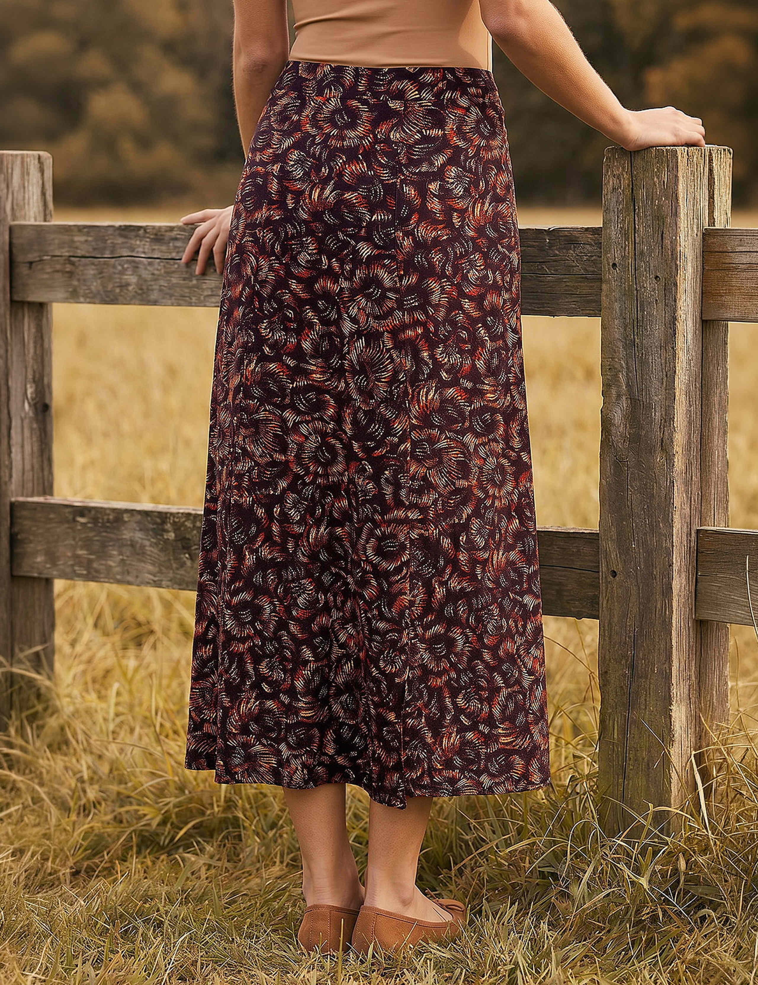 Speckle Print Panelled A-Line Skirt 2 of 4