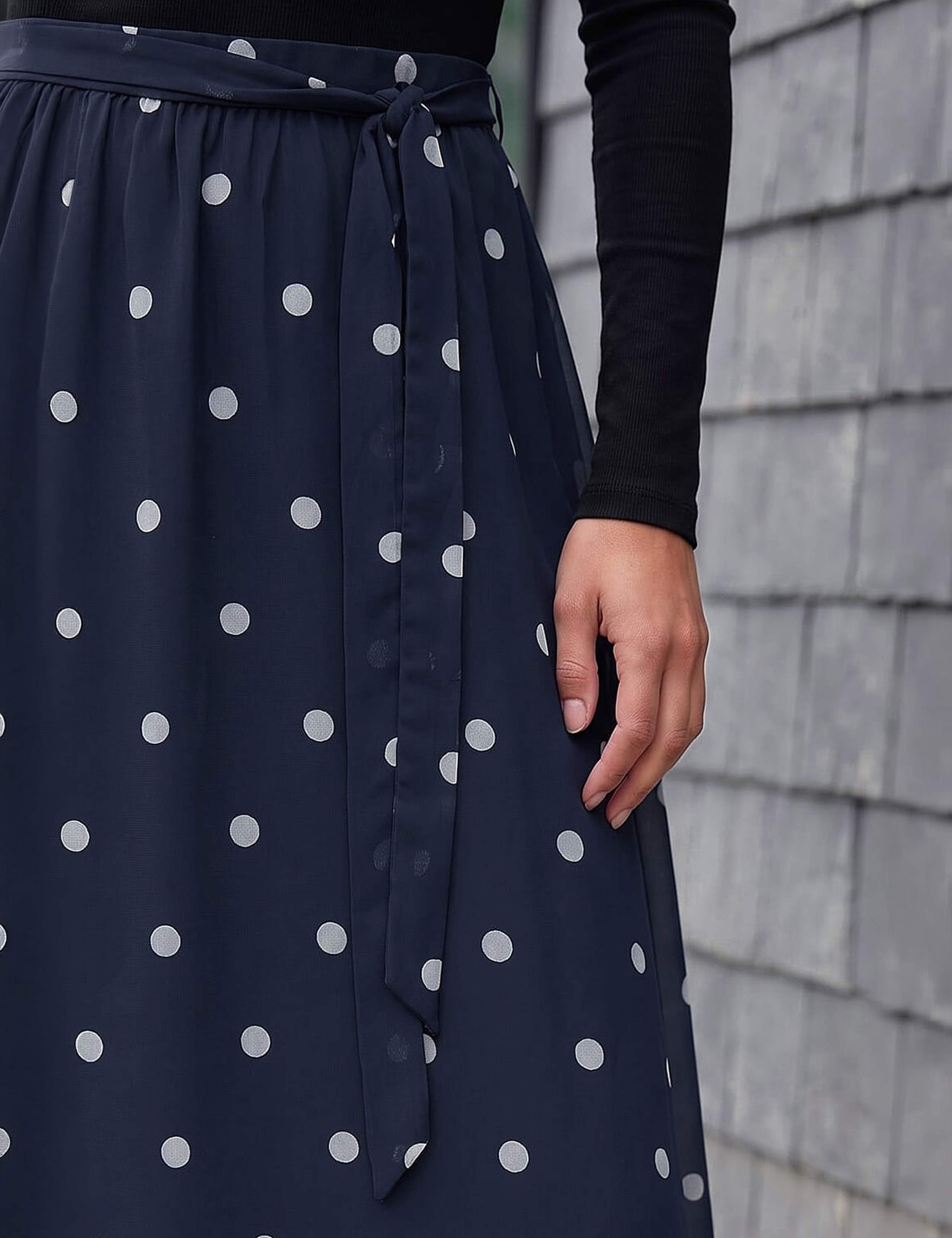 Polka Dot Belted A-Line Skirt 4 of 4
