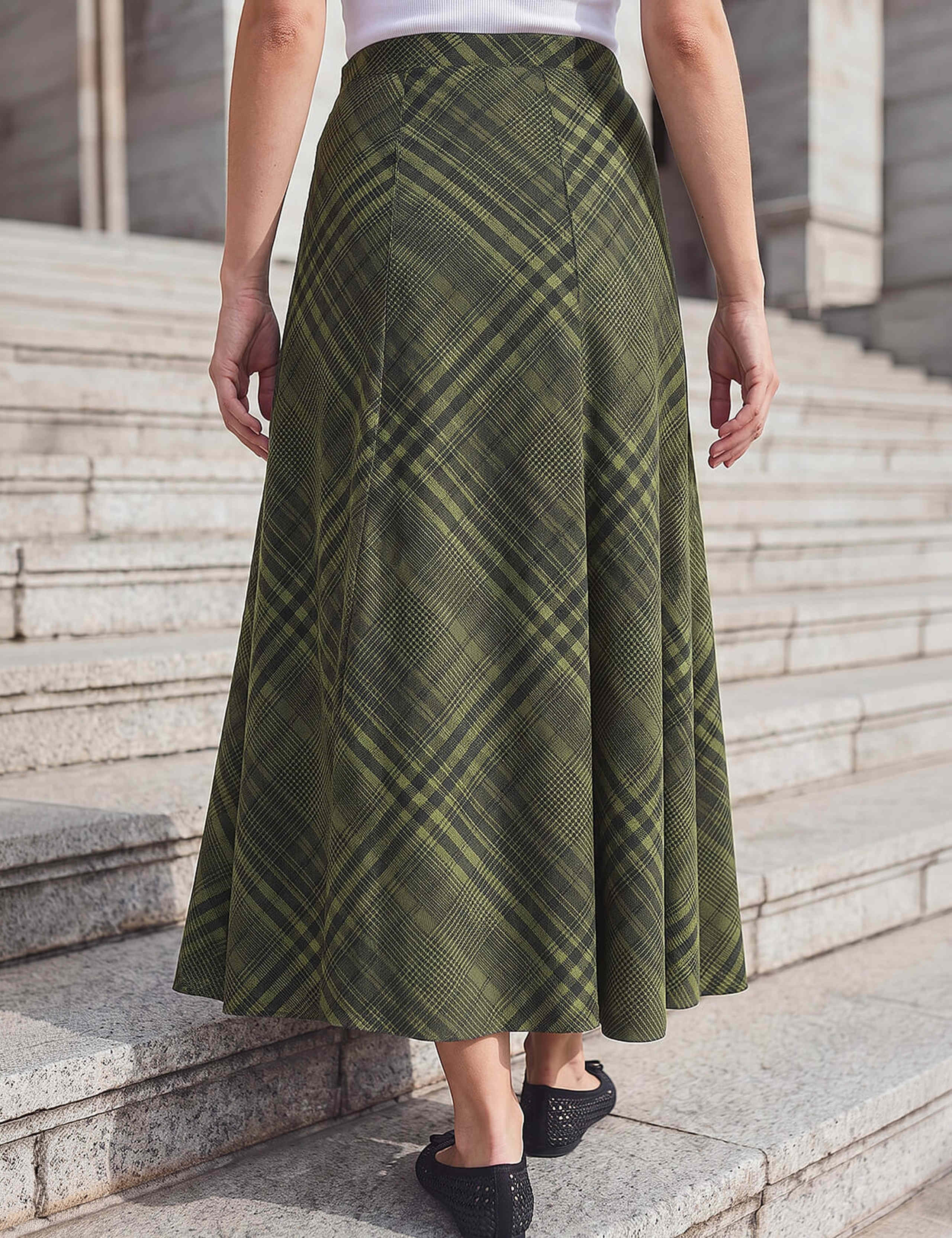 Printed Check Midi Skirt 2 of 4