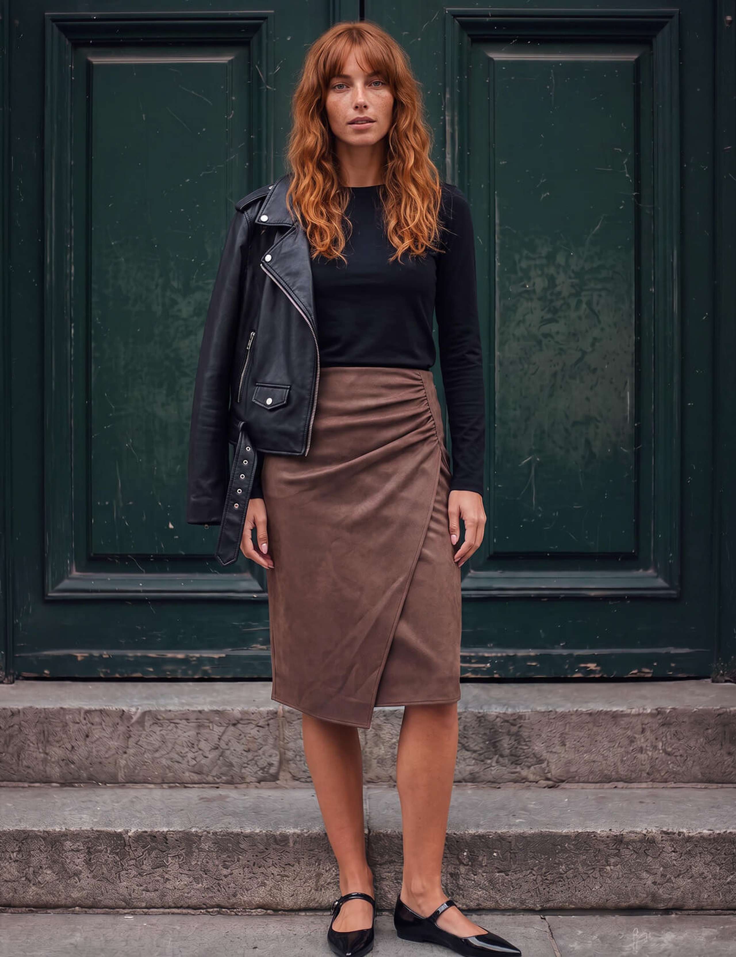 Faux Suede Ruched Side Skirt 3 of 4
