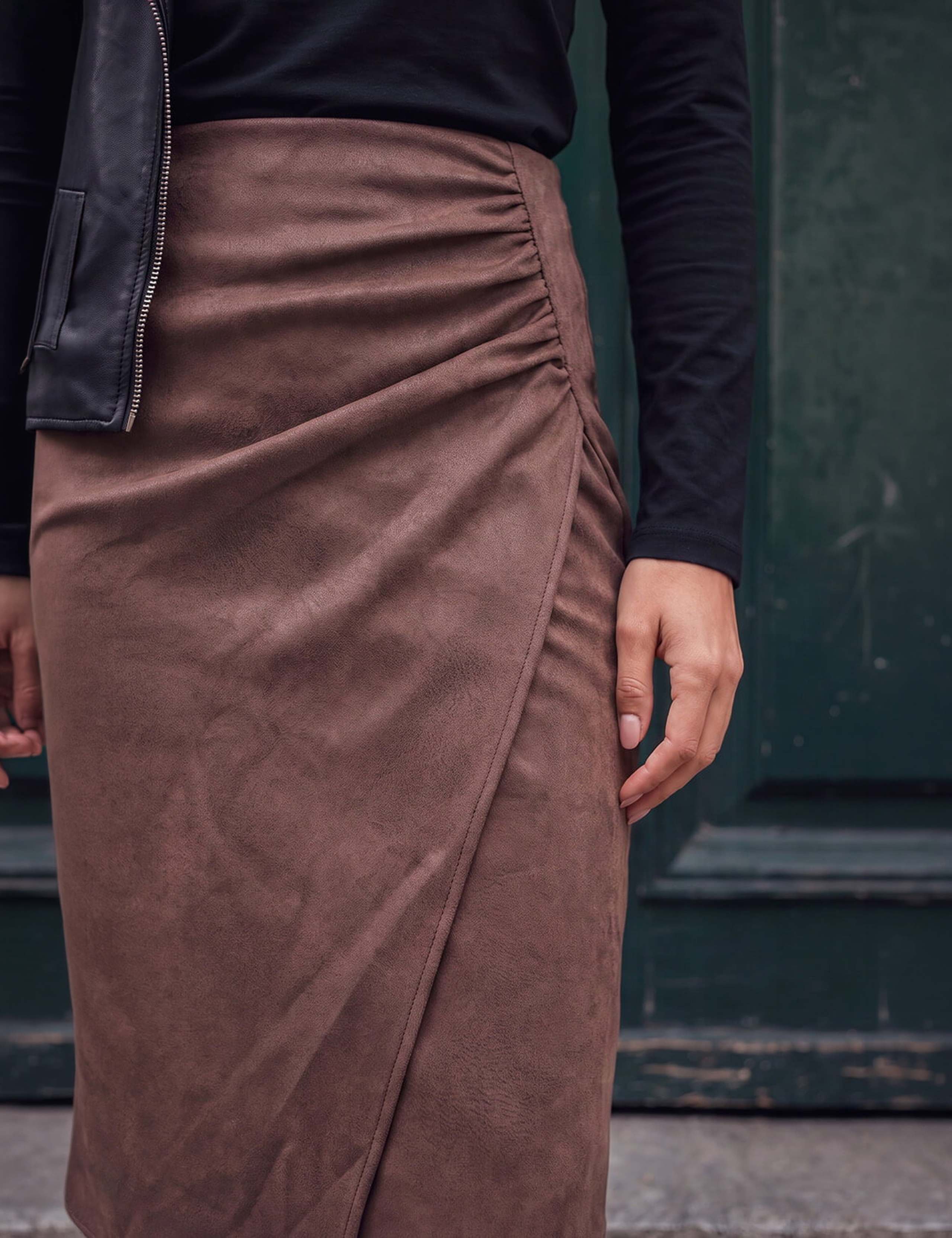 Faux Suede Ruched Side Skirt 4 of 4