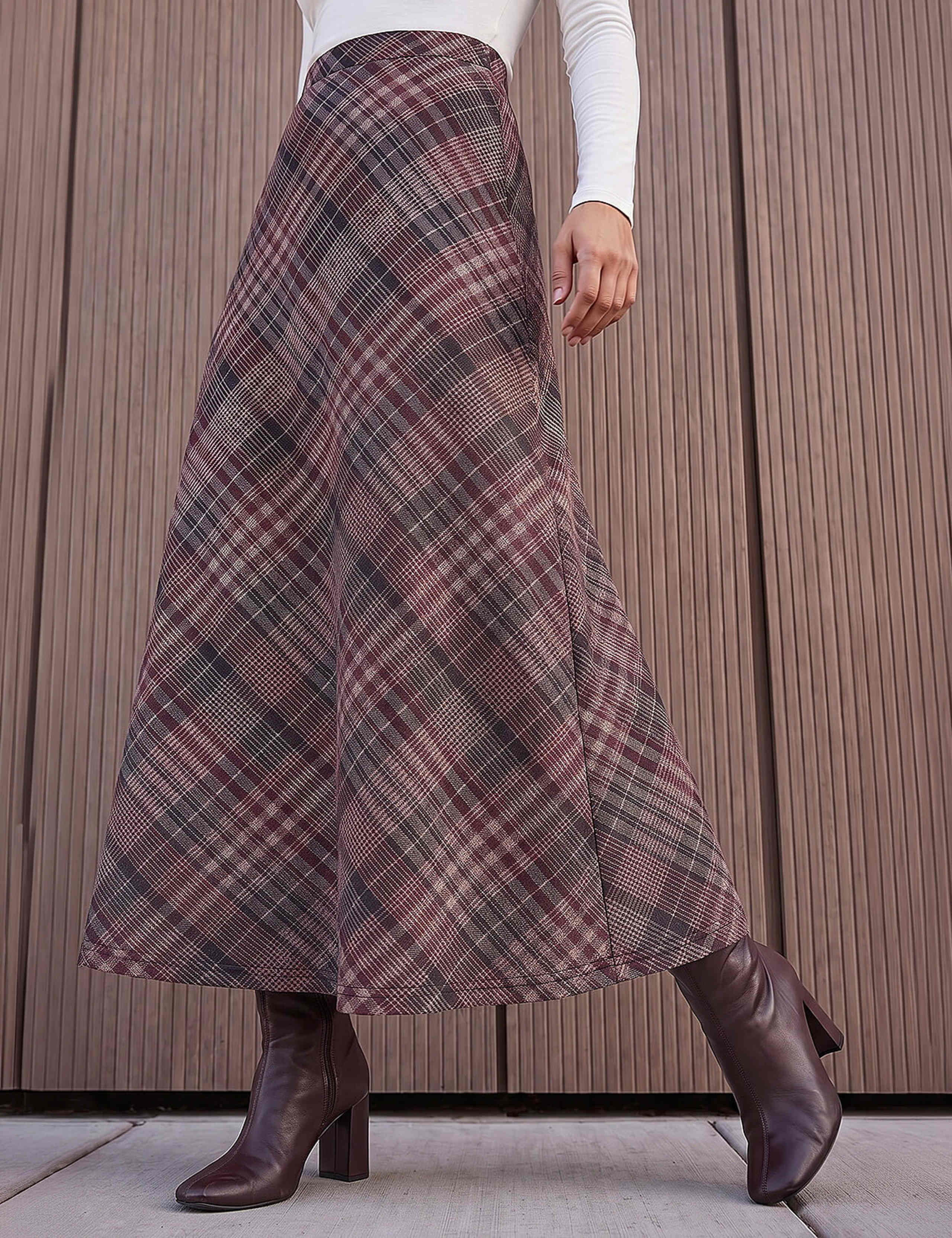 Check Print Midi Skirt 1 of 4