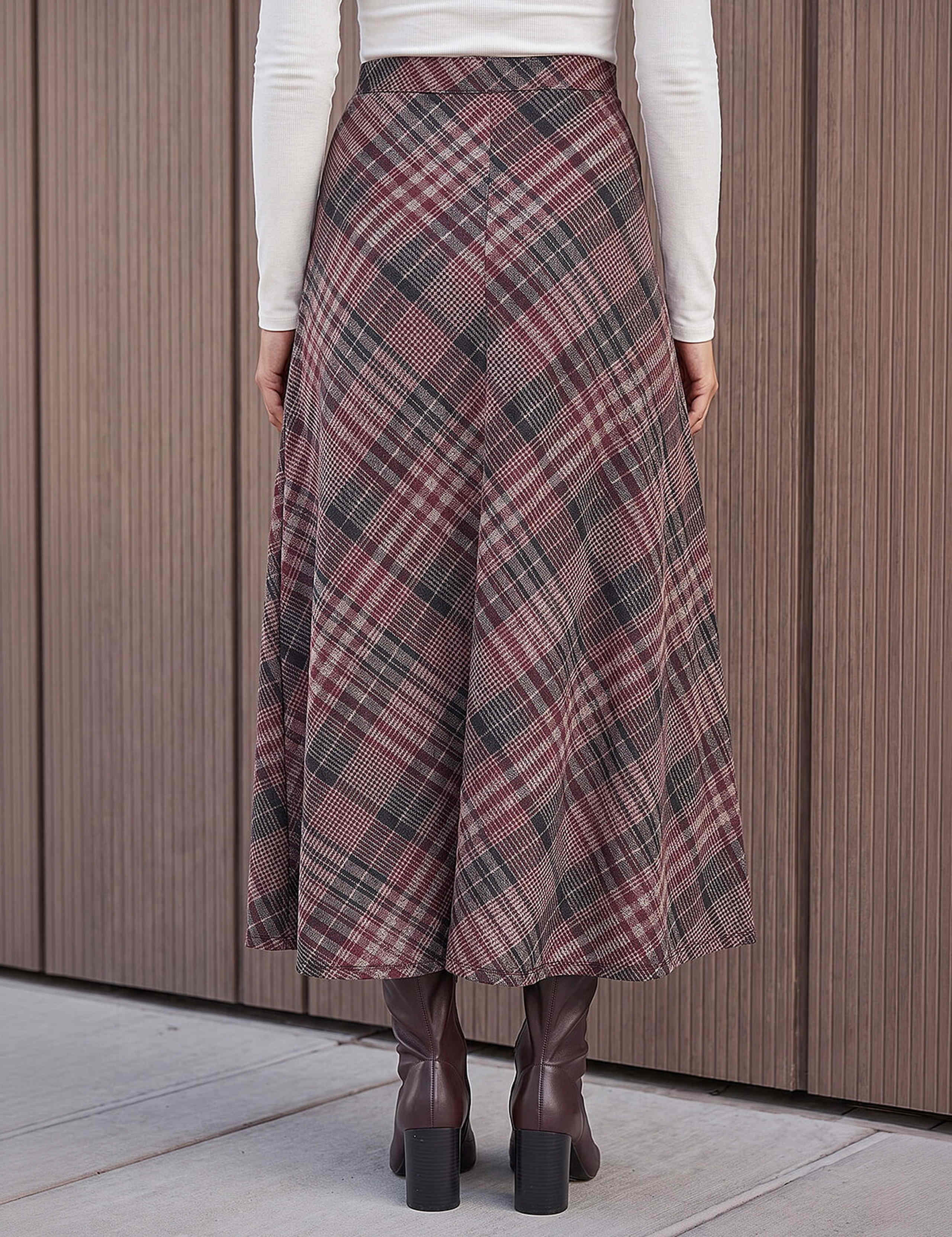 Check Print Midi Skirt 2 of 4