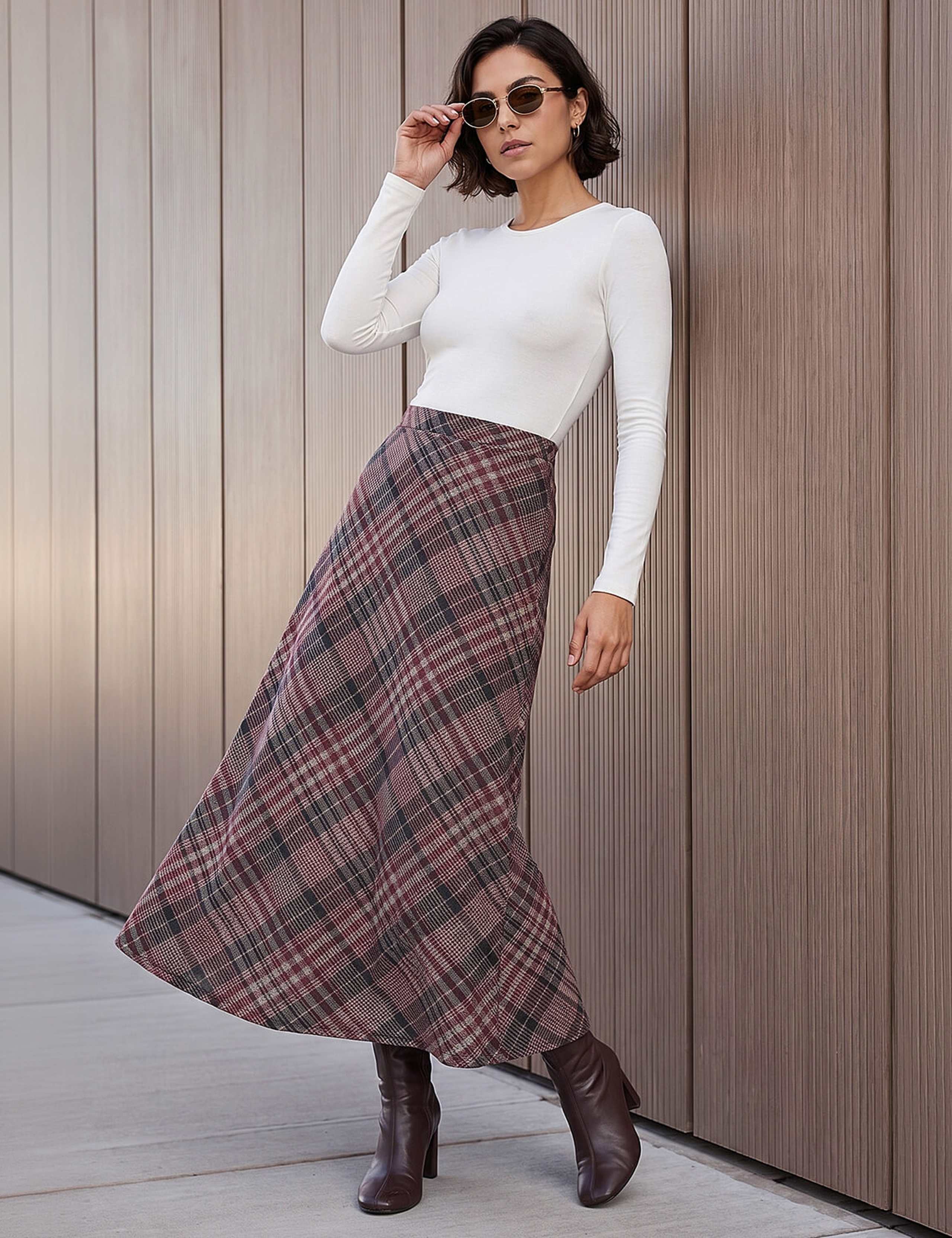 Check Print Midi Skirt 3 of 4
