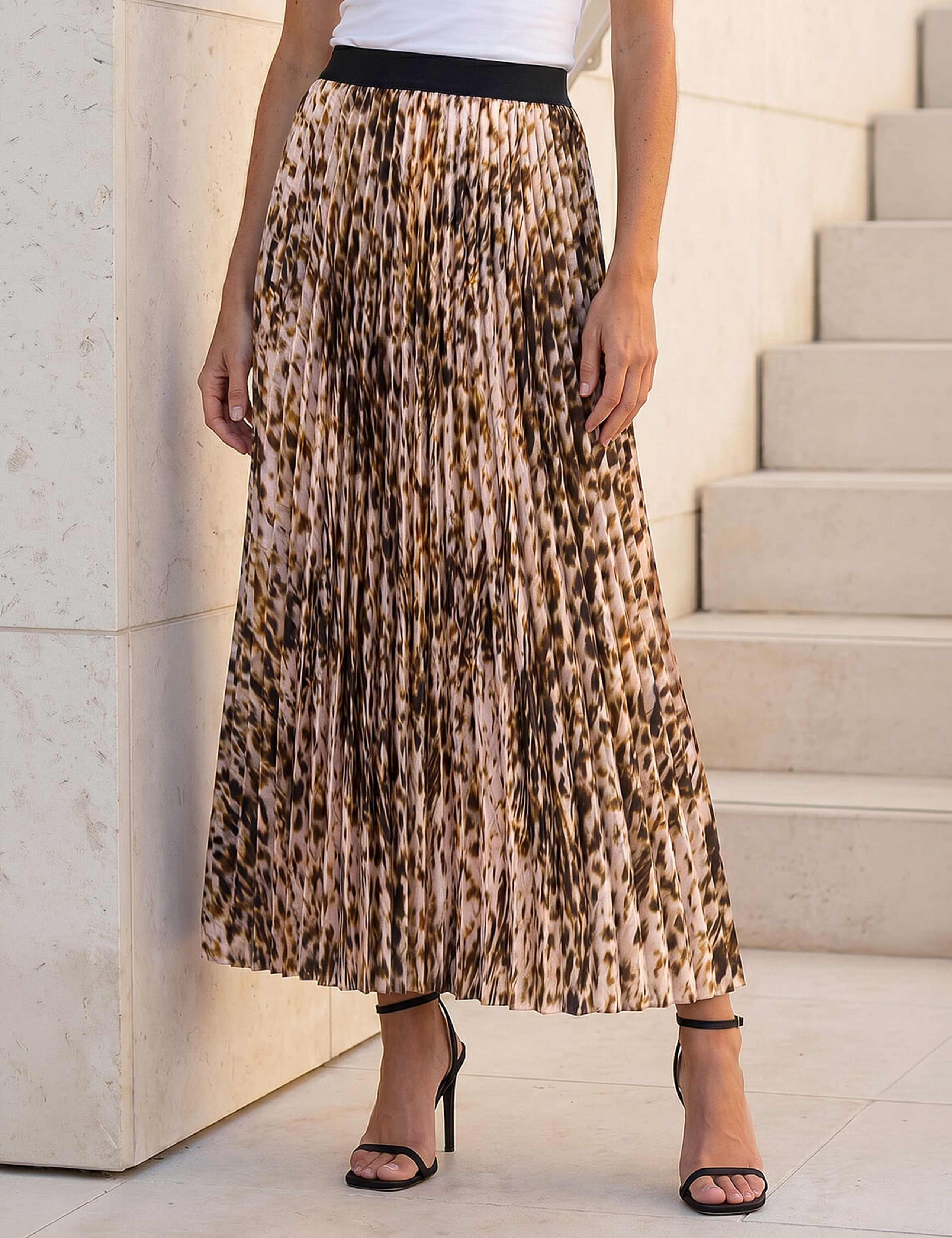 Printed Pleated Midi Skirt 1 of 4
