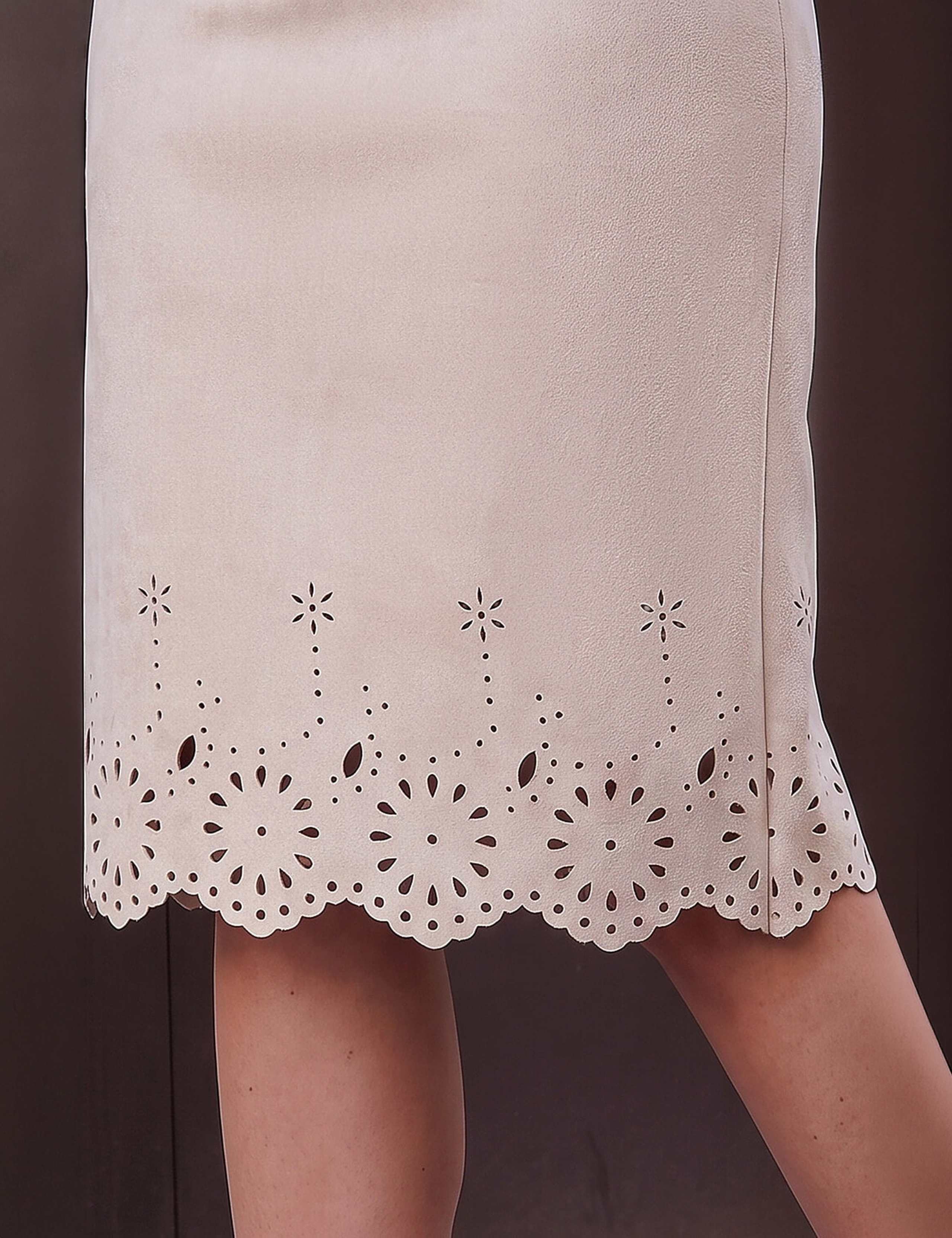 Faux Suede Laser Cut Pencil Skirt 4 of 4