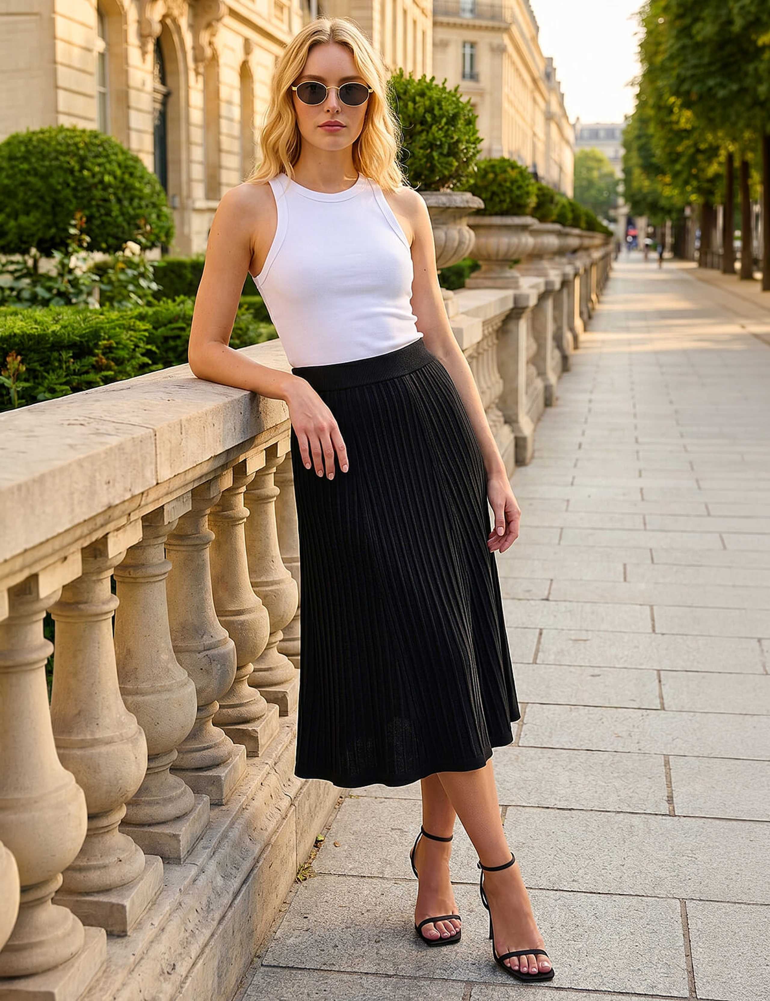 Ribbed Knit Flared Midi Skirt 3 of 4