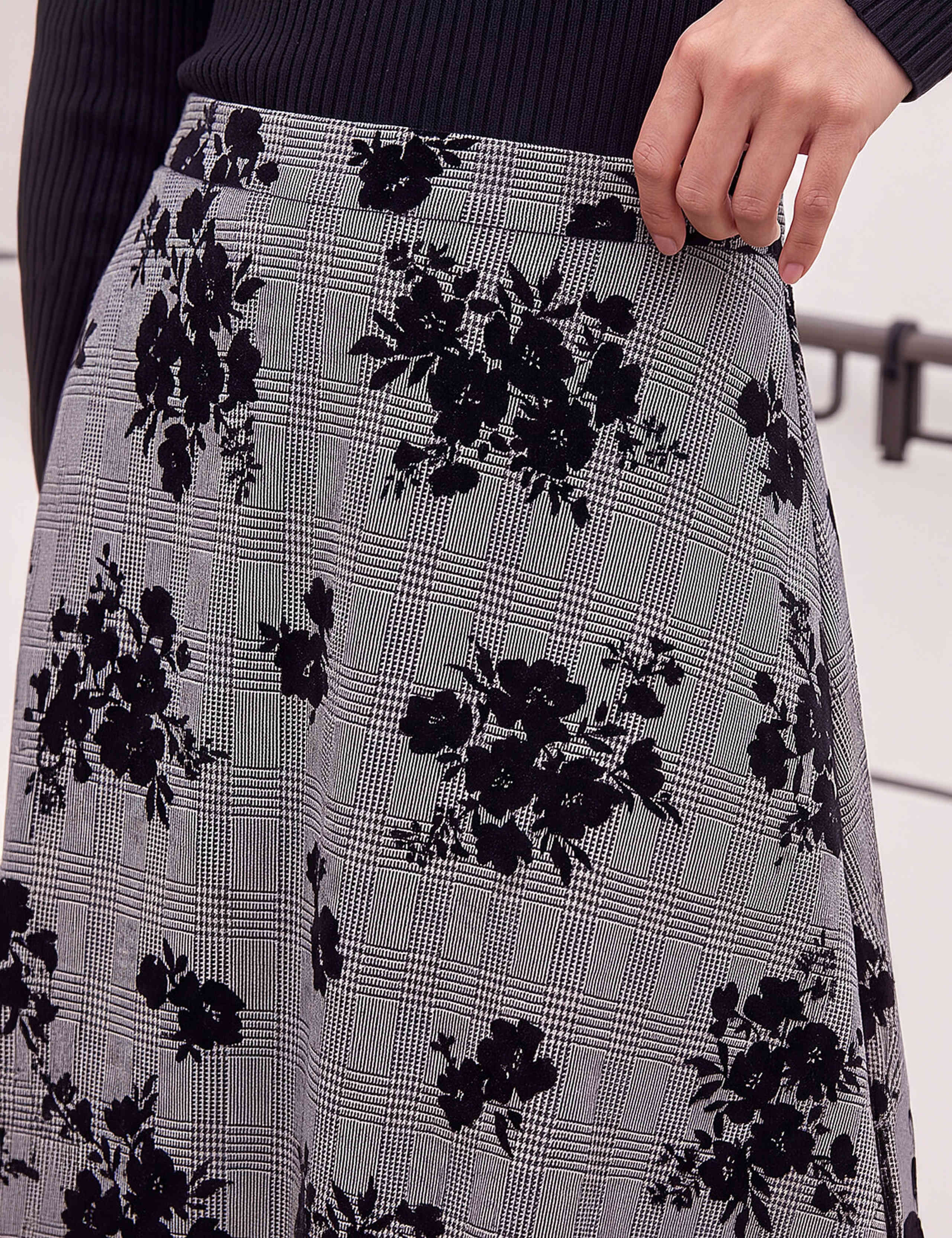 Check Floral Skater Skirt 4 of 4