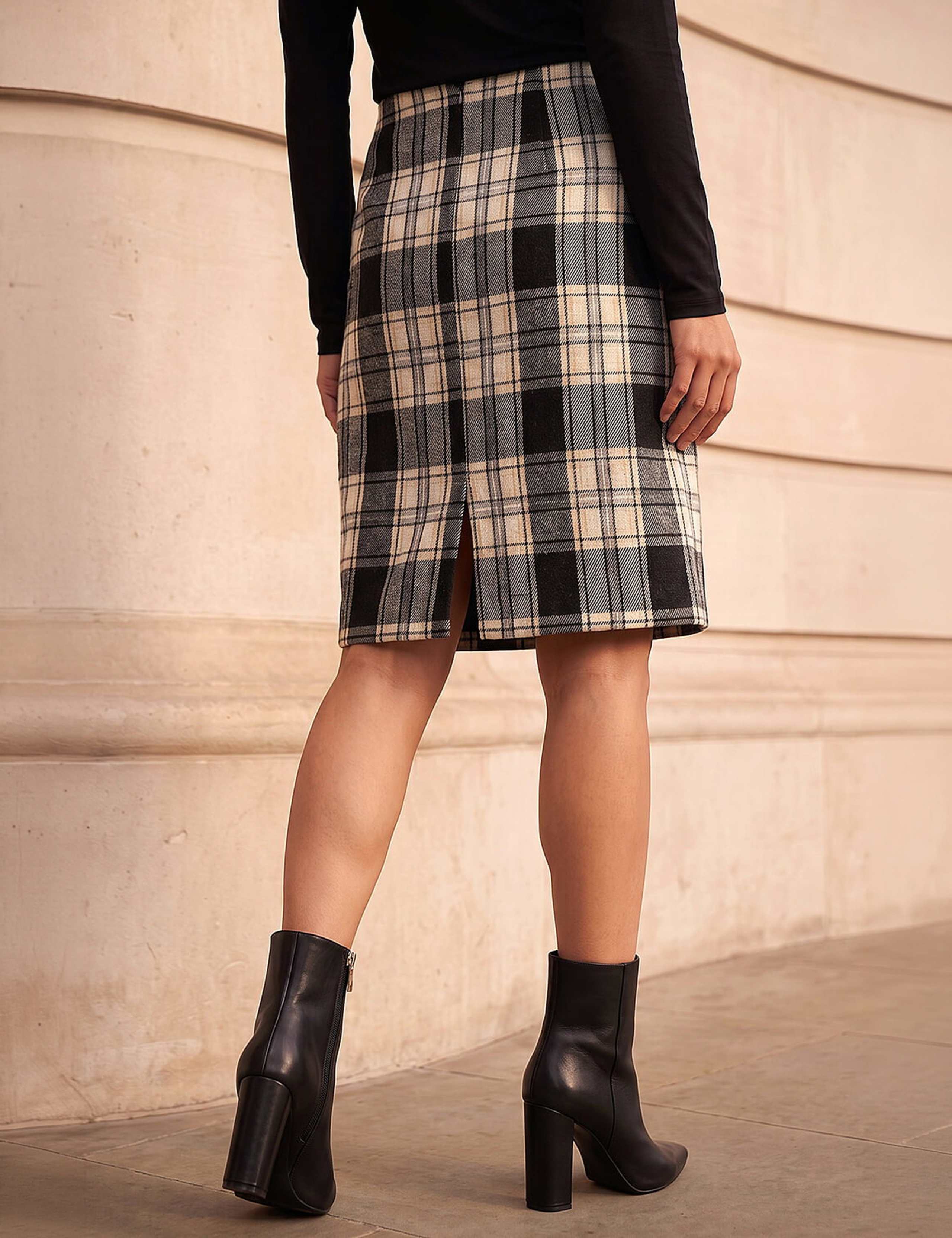Brushed Check Pencil Skirt 2 of 4
