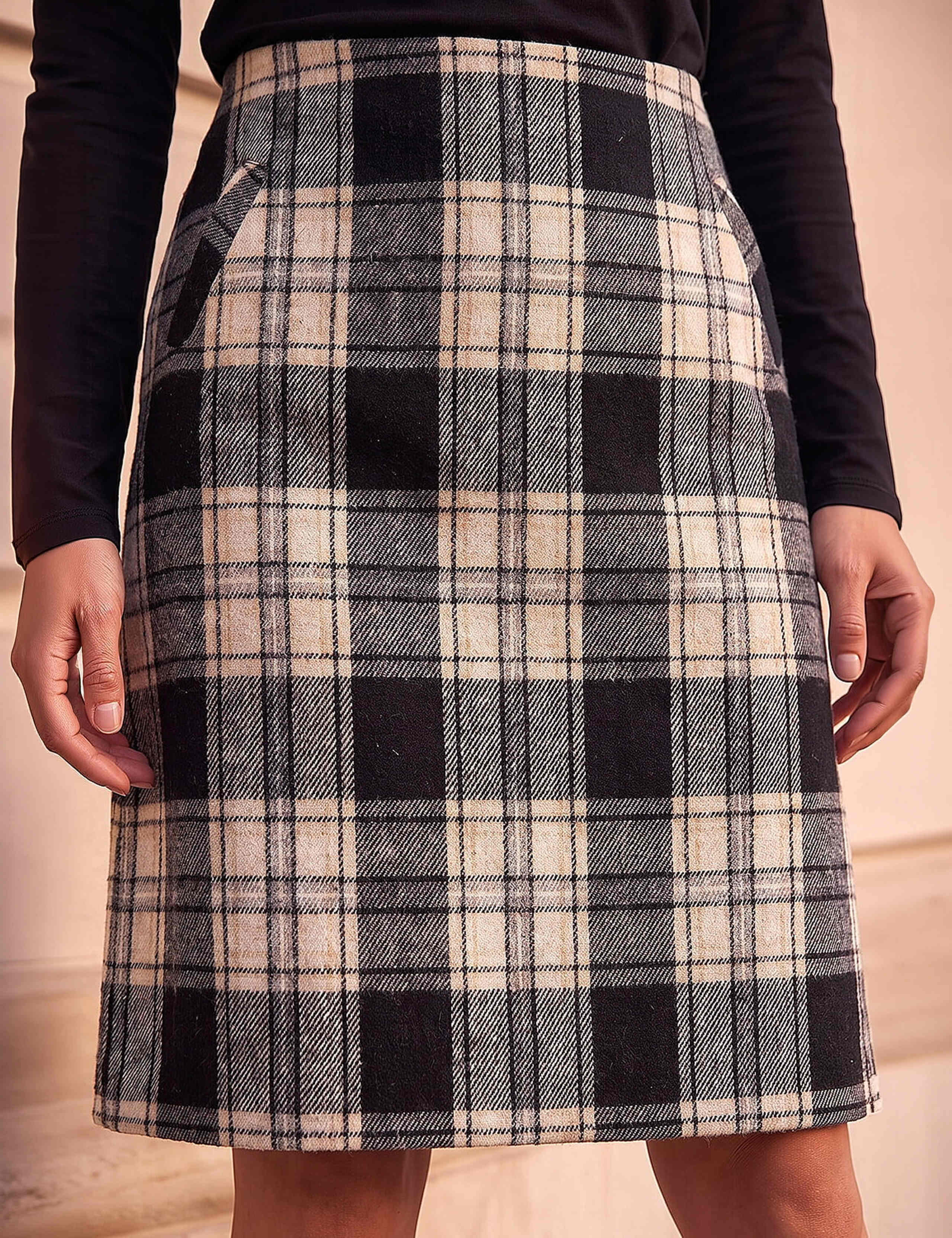 Brushed Check Pencil Skirt 3 of 4