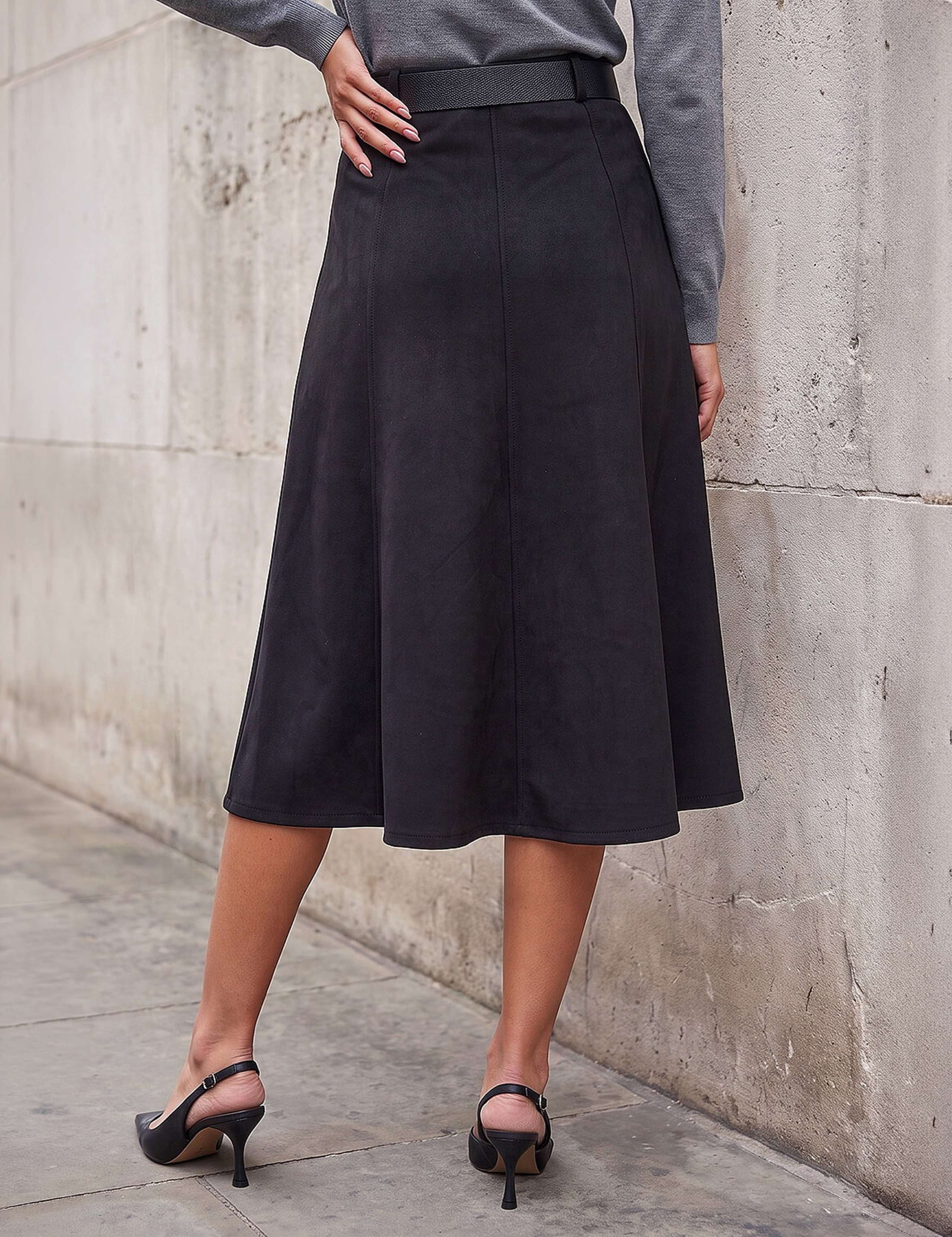 Belted Suedette Midi Skirt 2 of 4